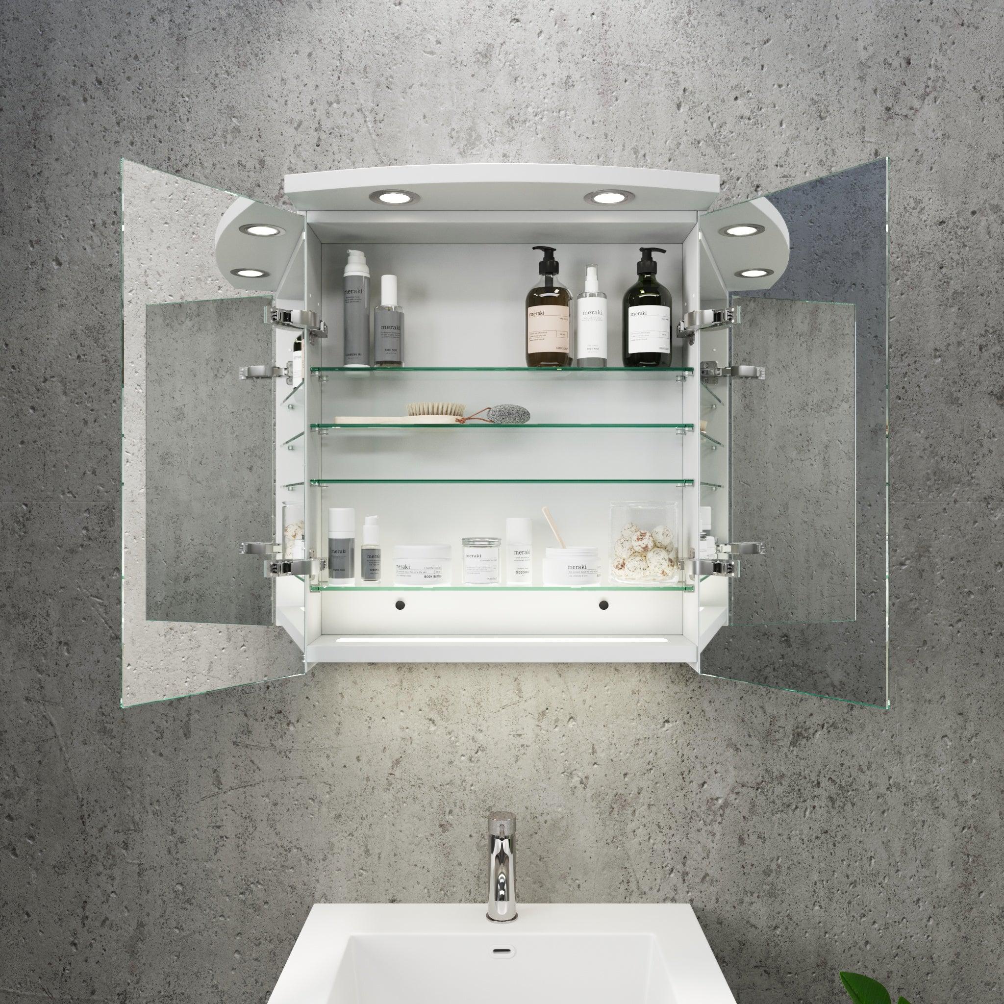 Fredrikstad, Mirror Cabinet, White Mat - 80 cm - MASTERSTORE - 8594175641578 - Mirror Cabinet - 02 - 080 - 01 - 01 - 00 - 8594175641578