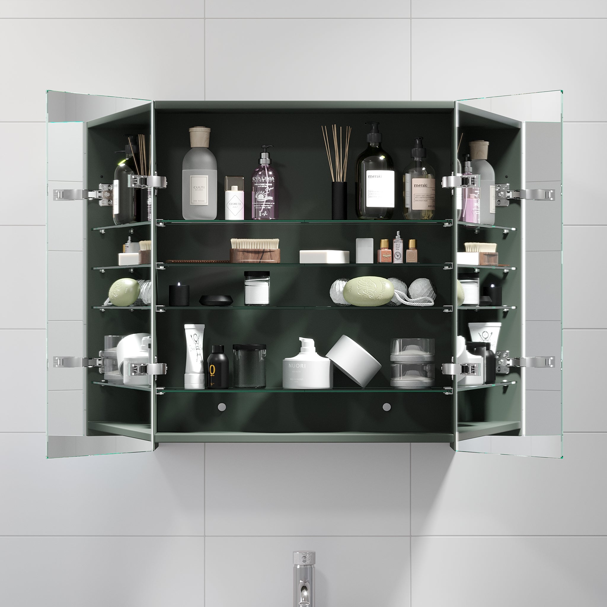 Morgedal, Mirror Cabinet, Green Mat - 60 cm - MASTERSTORE - 8595677116496 - Mirror Cabinet - 02 - 060 - 52 - 05 - 00 - 8595677116496