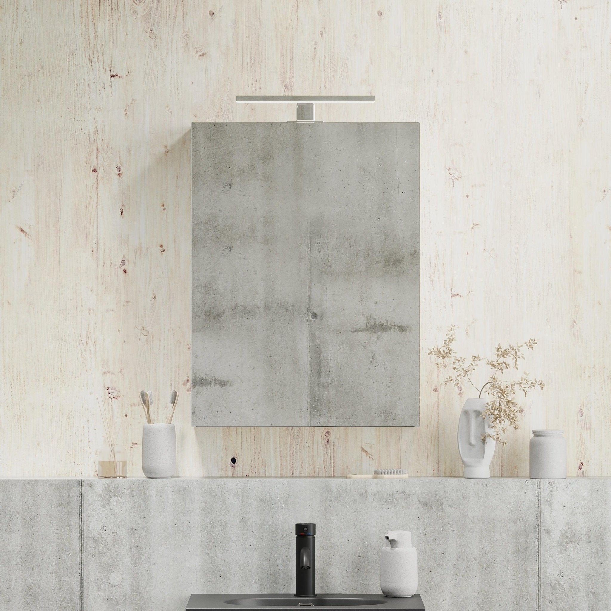 Morgedal, Mirror Cabinet, Grey Wood - 100 cm - MASTERSTORE - 8595677135008 - Mirror Cabinet - 02 - 100 - 53 - 33 - 00 - 8595677135008