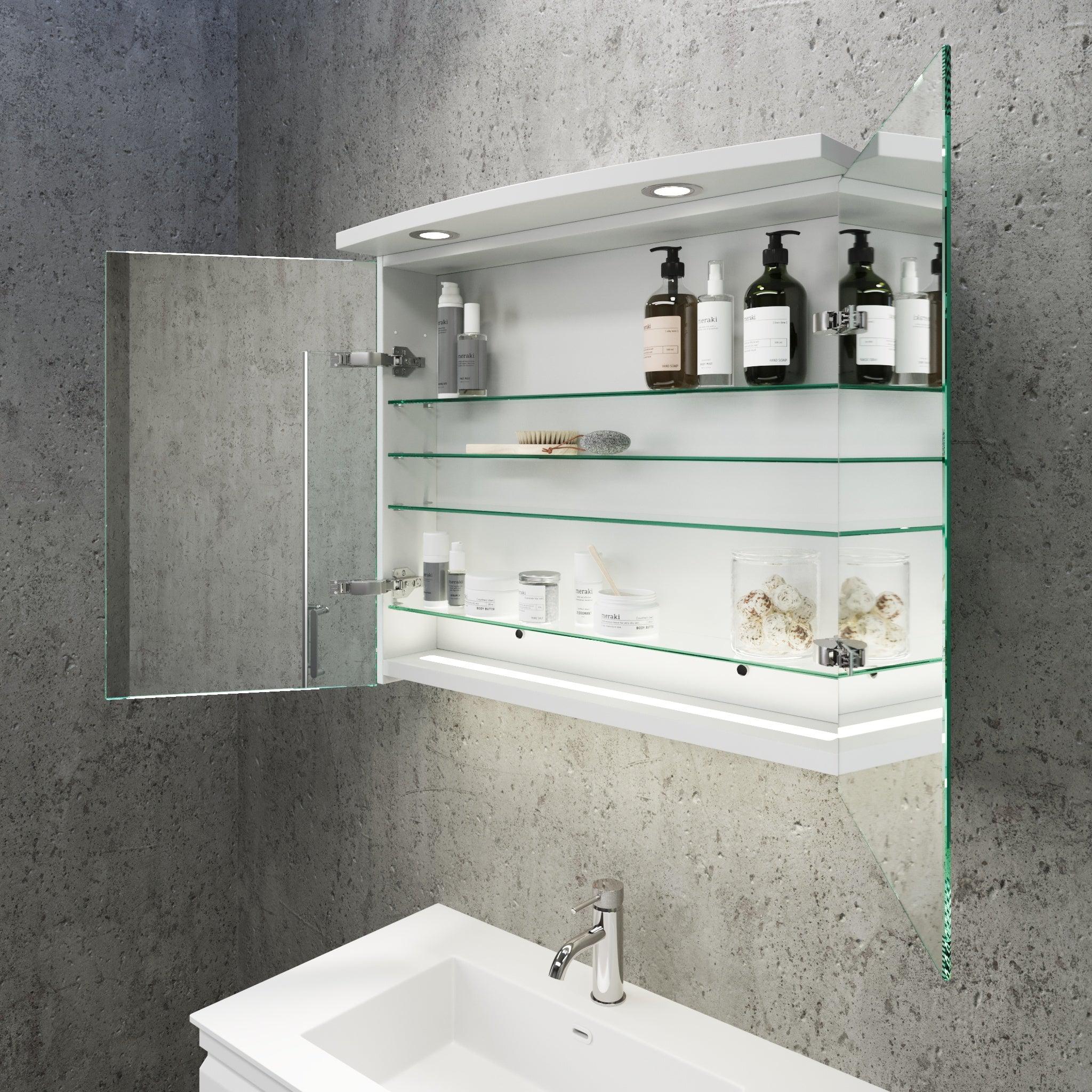 Fredrikstad, Mirror Cabinet, White Mat - 80 cm - MASTERSTORE - 8594175641578 - Mirror Cabinet - 02 - 080 - 01 - 01 - 00 - 8594175641578