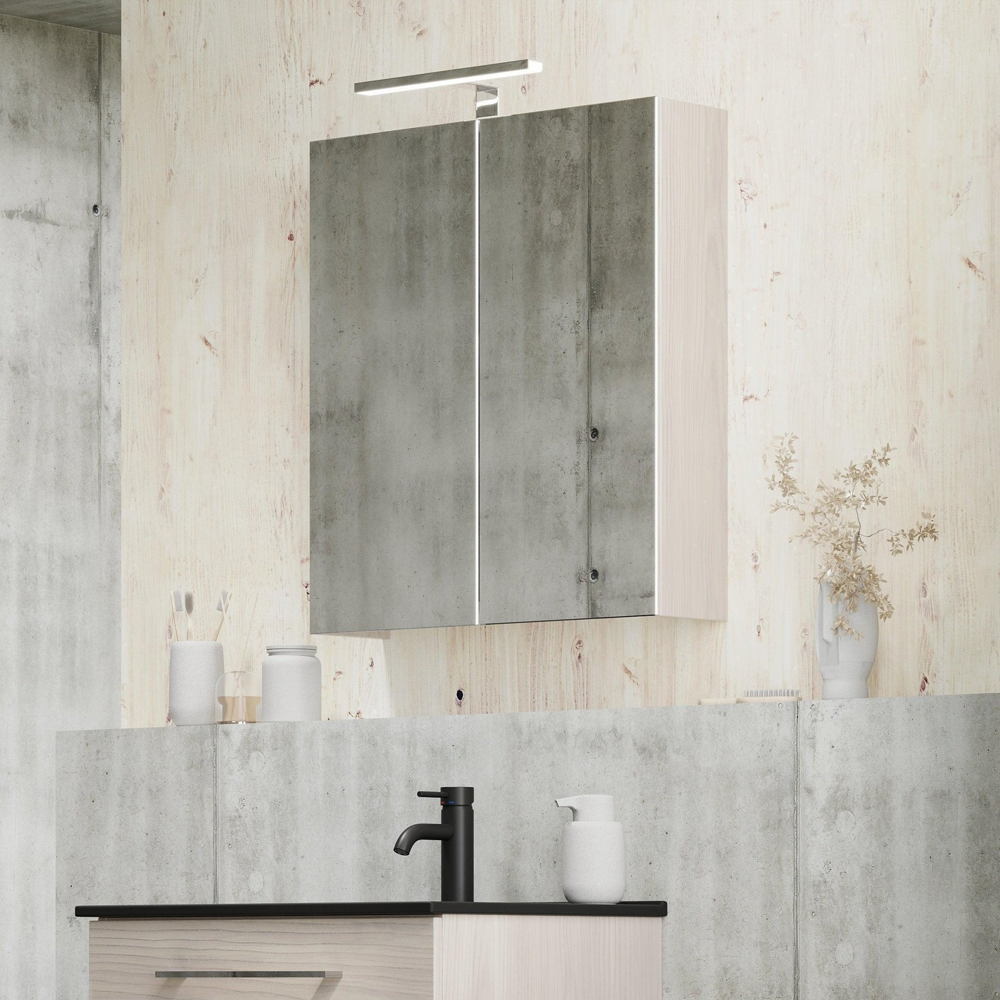 Morgedal, Mirror Cabinet, Grey Wood - 100 cm - MASTERSTORE - 8595677135008 - Mirror Cabinet - 02 - 100 - 53 - 33 - 00 - 8595677135008