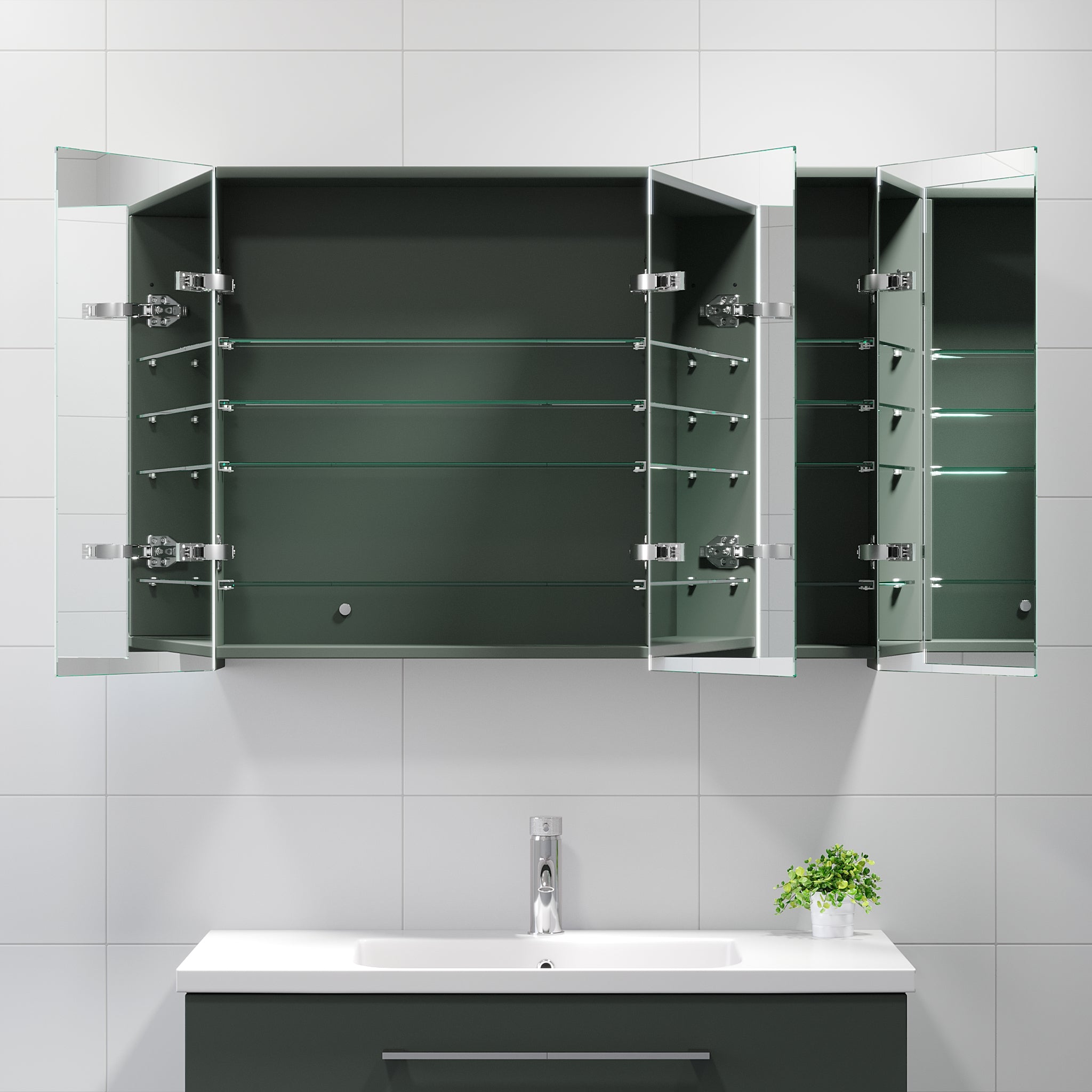 Morgedal, Mirror Cabinet, Green Mat - 60 cm - MASTERSTORE - 8595677116496 - Mirror Cabinet - 02 - 060 - 52 - 05 - 00 - 8595677116496