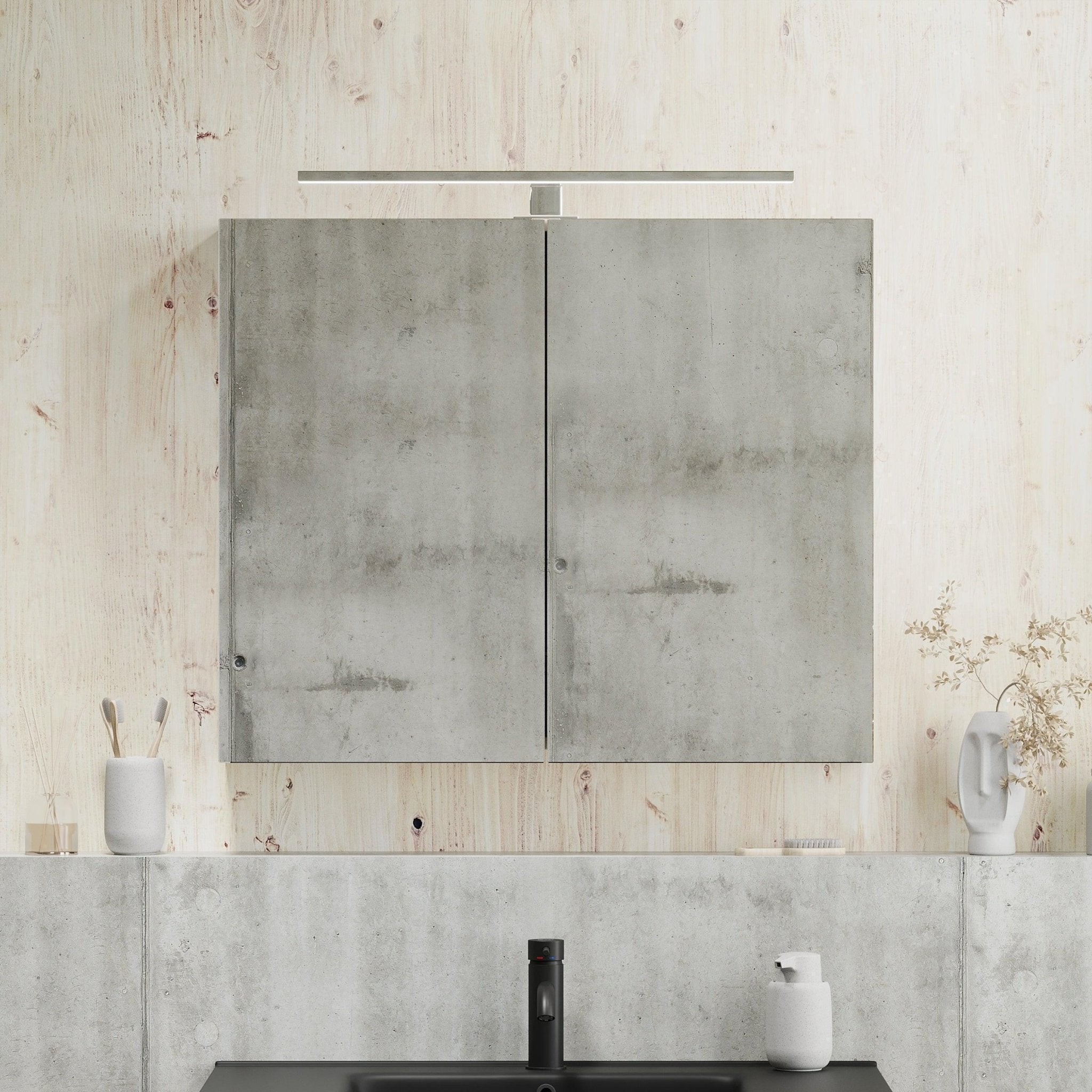 Morgedal, Mirror Cabinet, Grey Wood - 50 cm - MASTERSTORE - 8595677134889 - Mirror Cabinet - 02 - 050 - 53 - 33 - 00 - 8595677134889