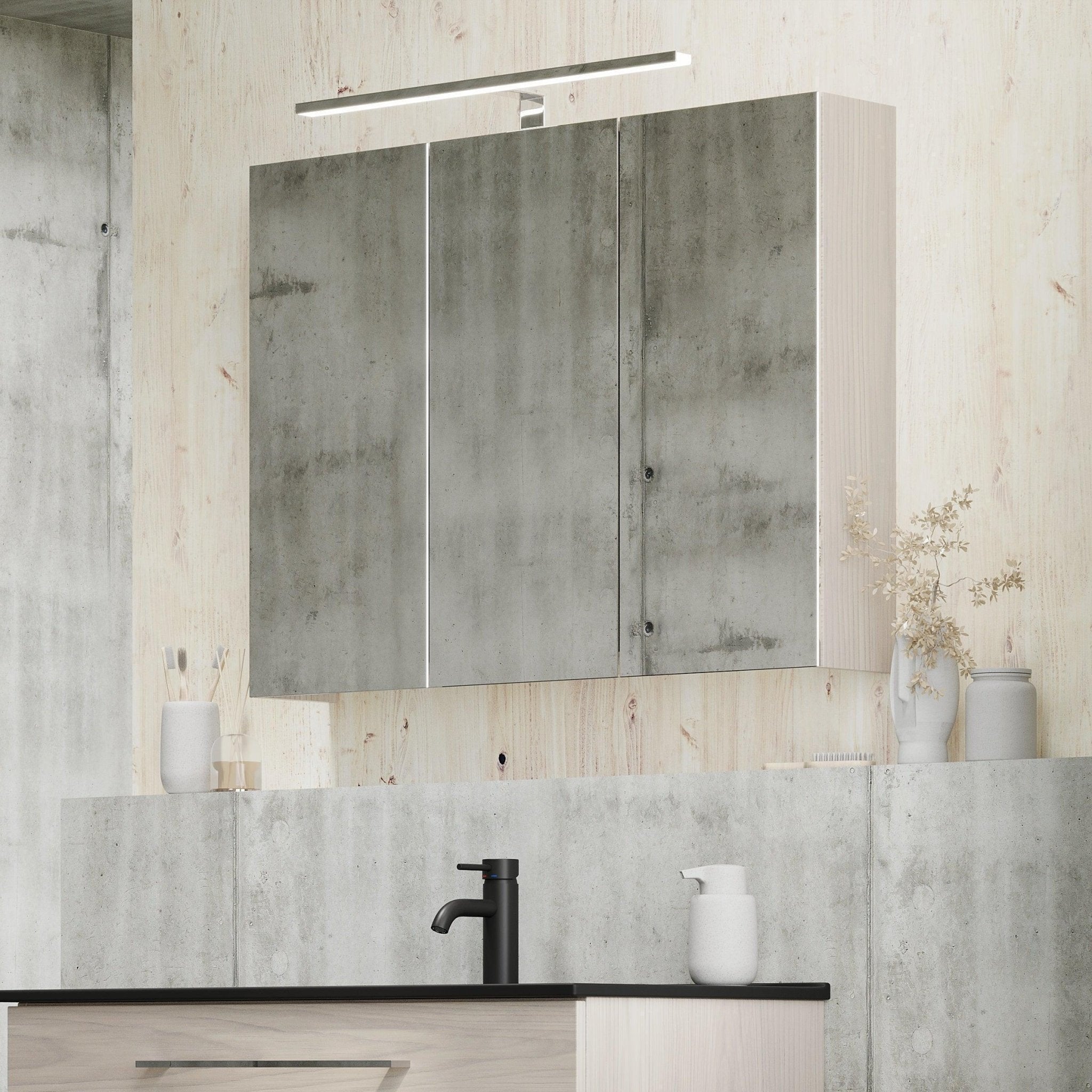 Morgedal, Mirror Cabinet, Grey Wood - 50 cm - MASTERSTORE - 8595677134889 - Mirror Cabinet - 02 - 050 - 53 - 33 - 00 - 8595677134889