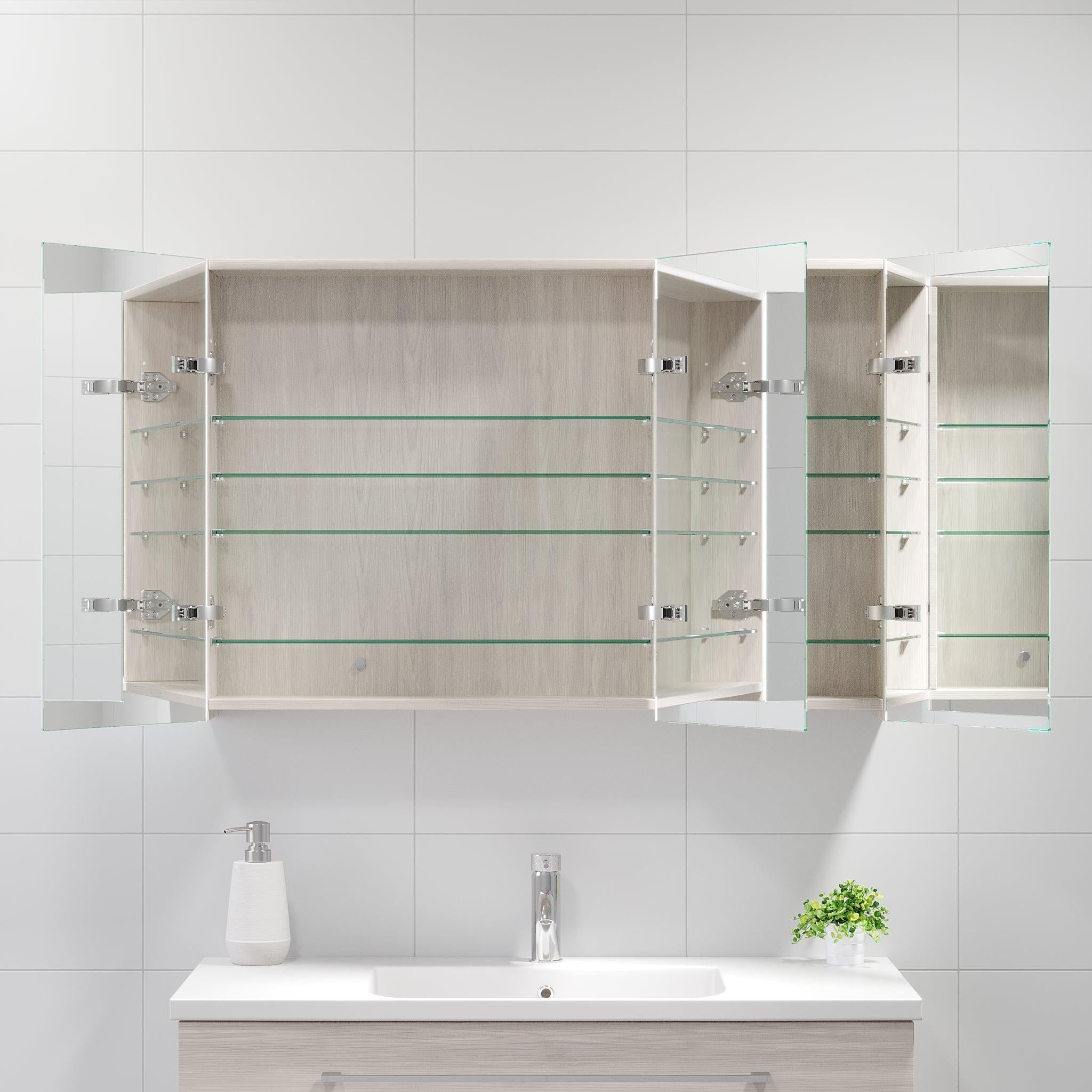 Morgedal, Mirror Cabinet, Grey Wood - 100 cm - MASTERSTORE - 8595677135008 - Mirror Cabinet - 02 - 100 - 53 - 33 - 00 - 8595677135008
