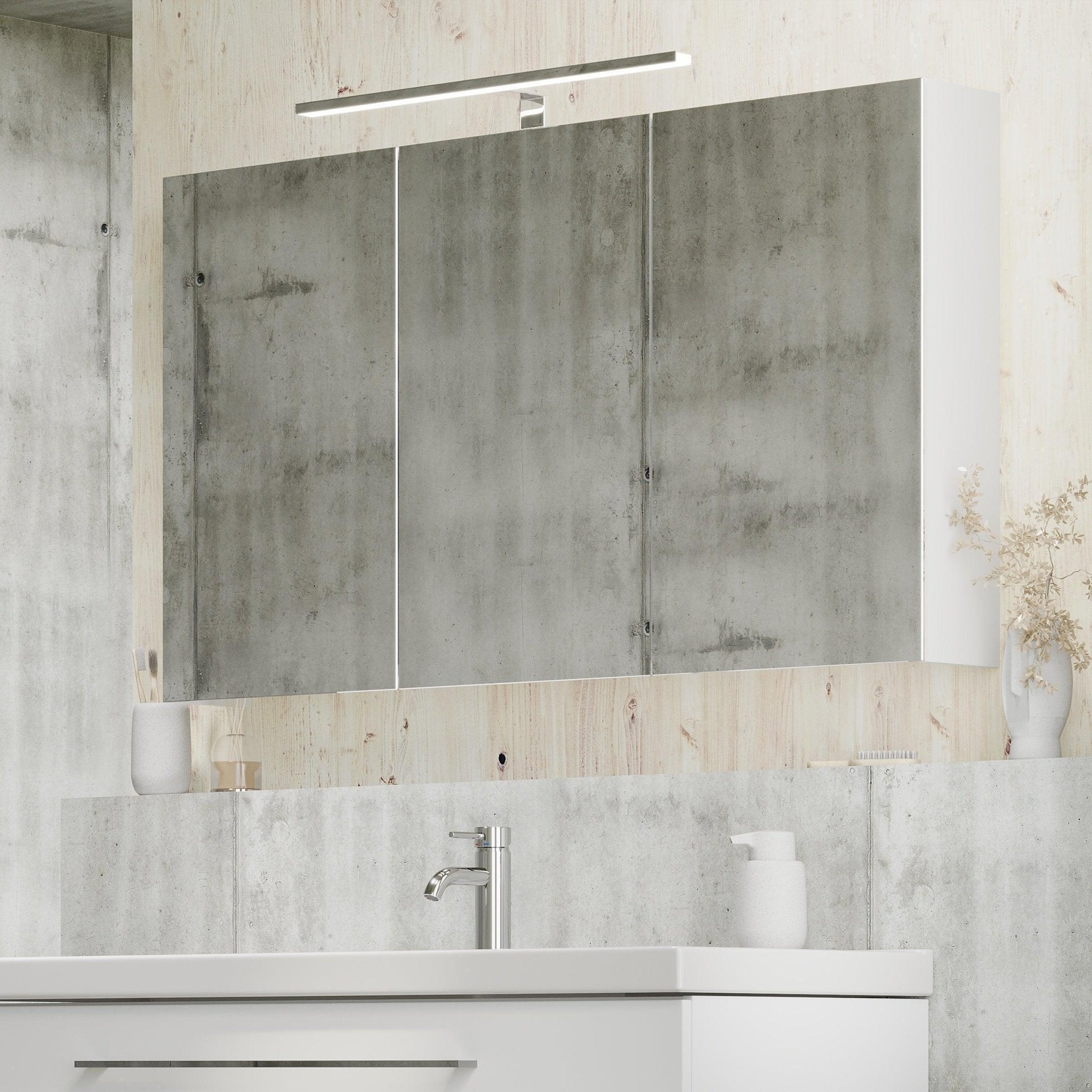 Morgedal, Mirror Cabinet, White Mat - 100 cm - MASTERSTORE - 8595677134988 - Mirror Cabinet - 02 - 100 - 53 - 01 - 00 - 8595677134988