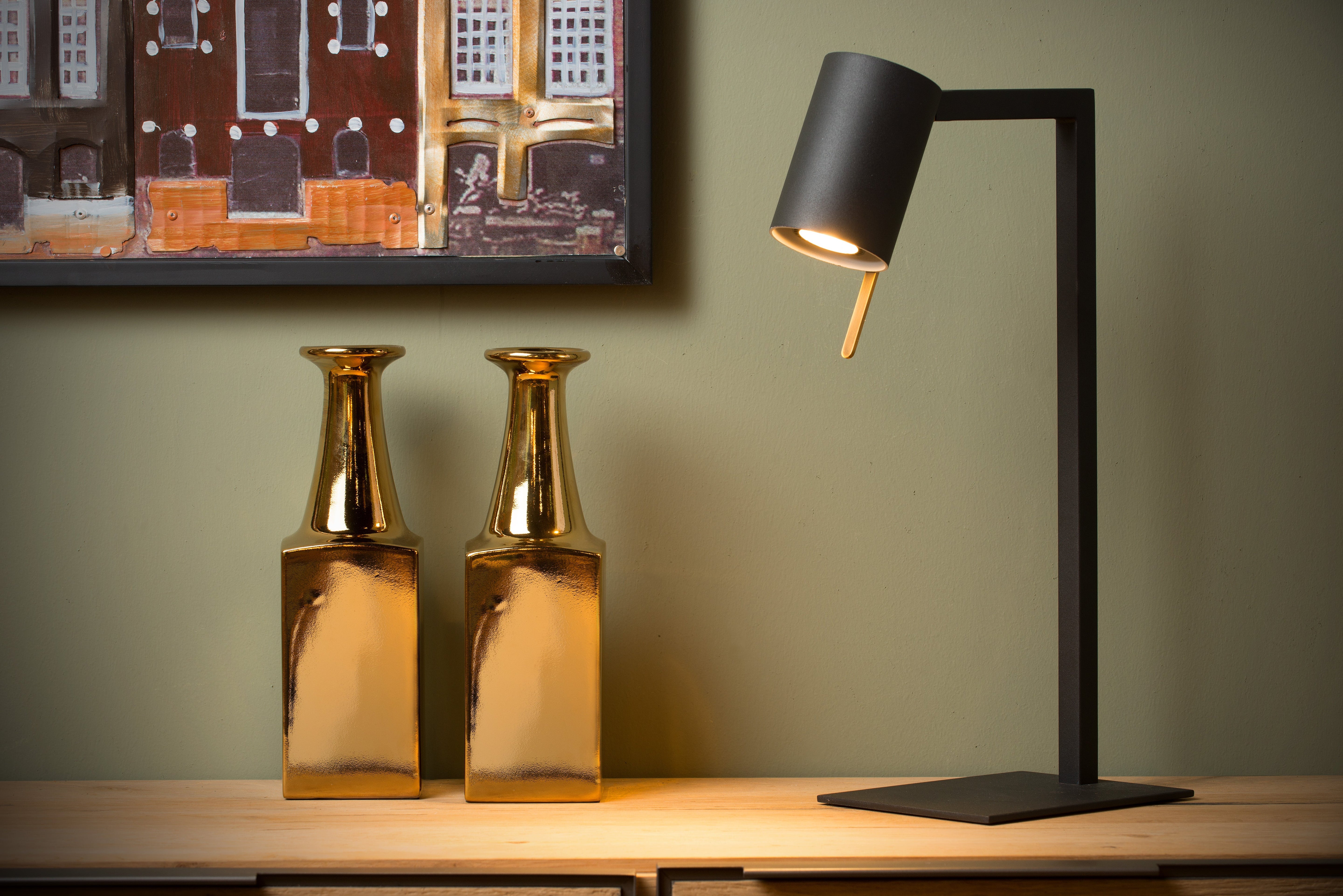 Lesley, Skrivbordslampa, Svart - 16 cm