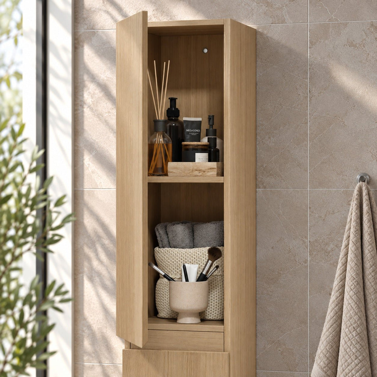 Tall cabinet - 30x31x174 cm - 2 doors - oak - Kenwood - MASTERSTORE - 8595677180725 - Tall Cabinets - 04-030-64-86-01 - 8595677180725