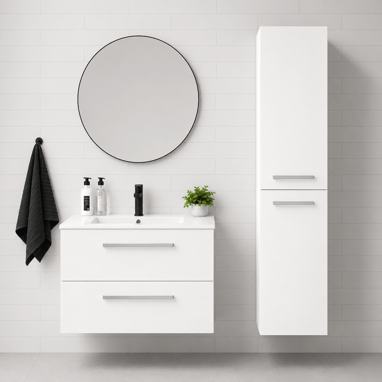 Tall cabinet - 40x40x174 cm - 2 doors with chrome handles - White Matt - Moland - MASTERSTORE - 8594175646498 - Tall Cabinets - 04-040-50-01-00 - 8594175646498