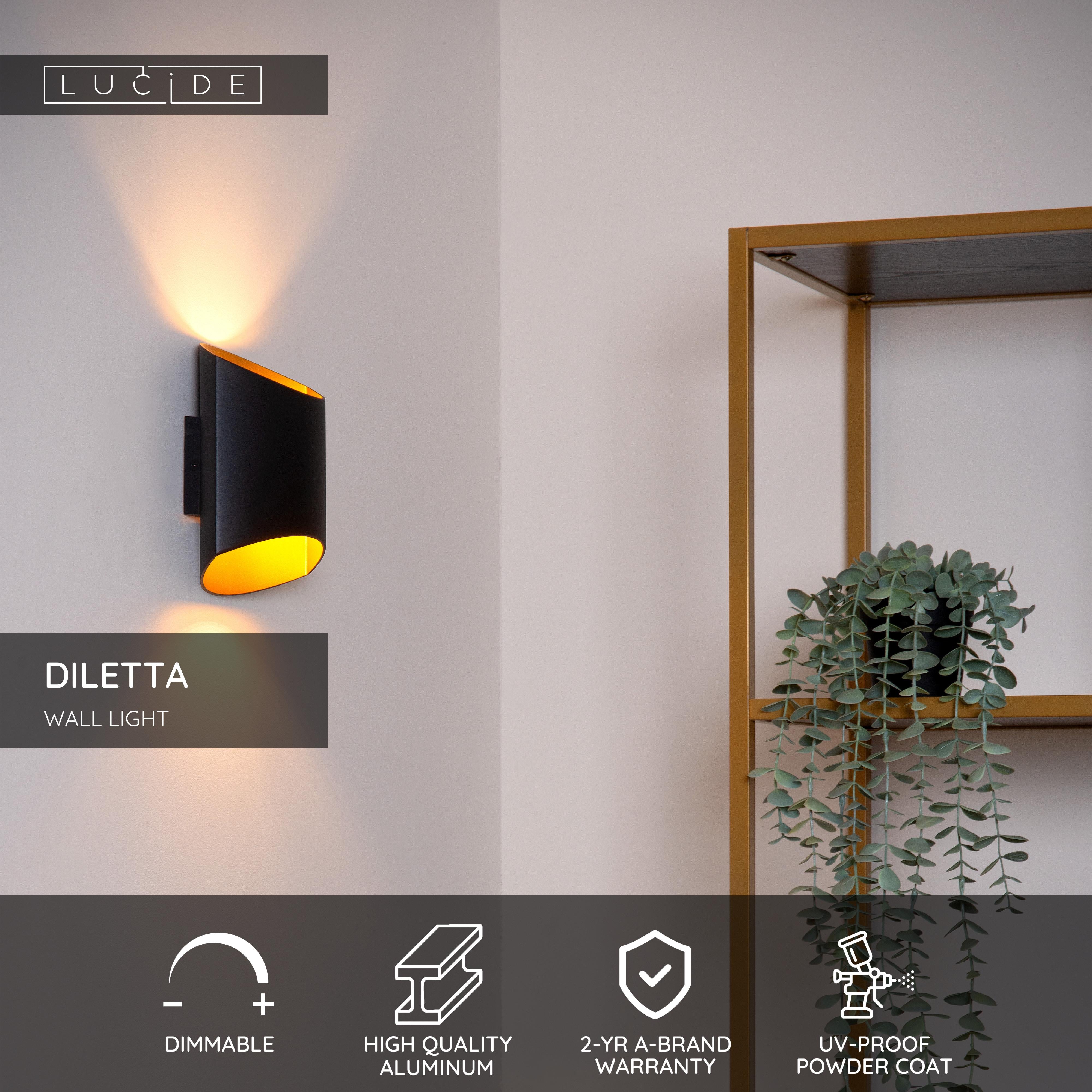 Diletta, Väggbelysning, Svart - 8 cm