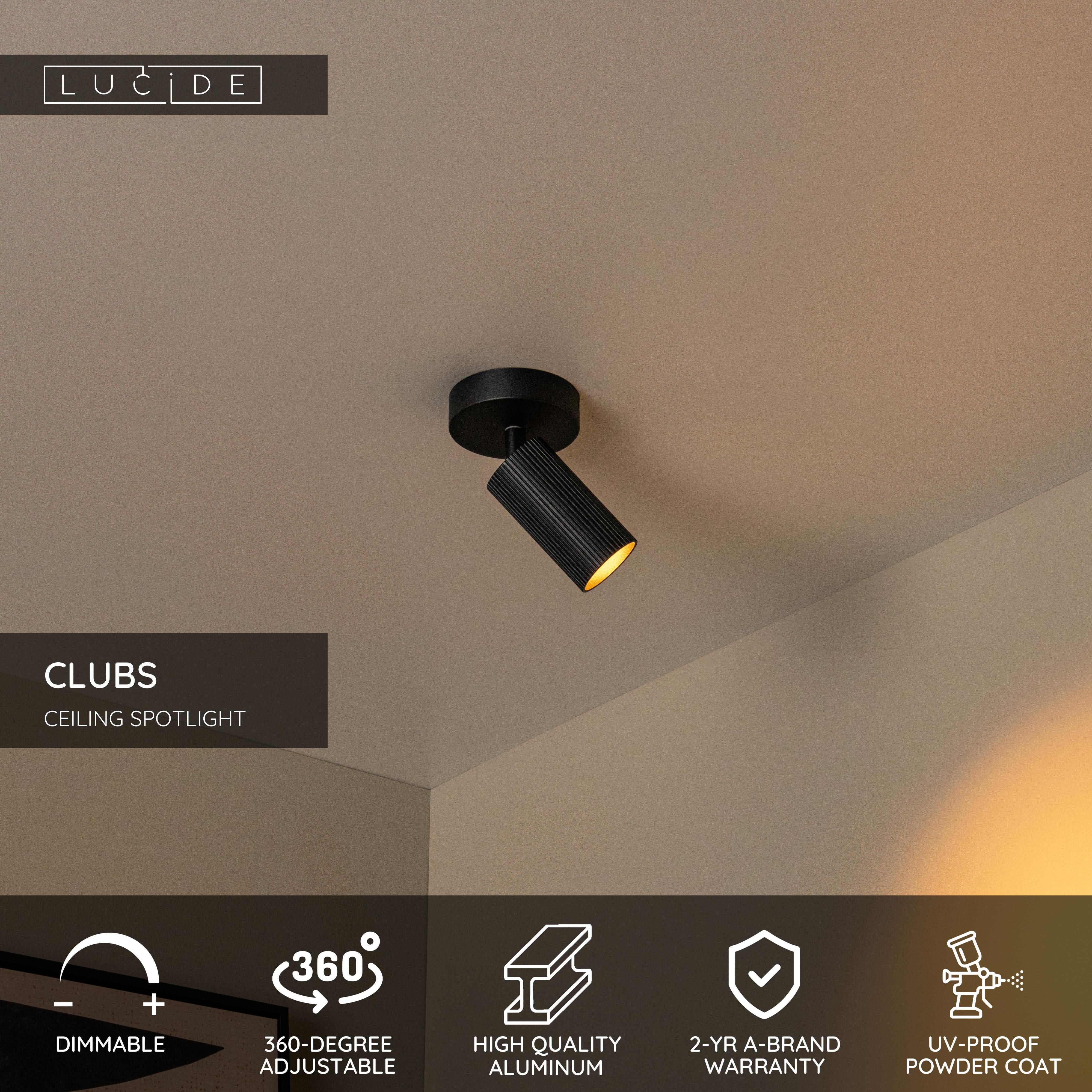 Clubs, Taklampa, Svart - 10 cm