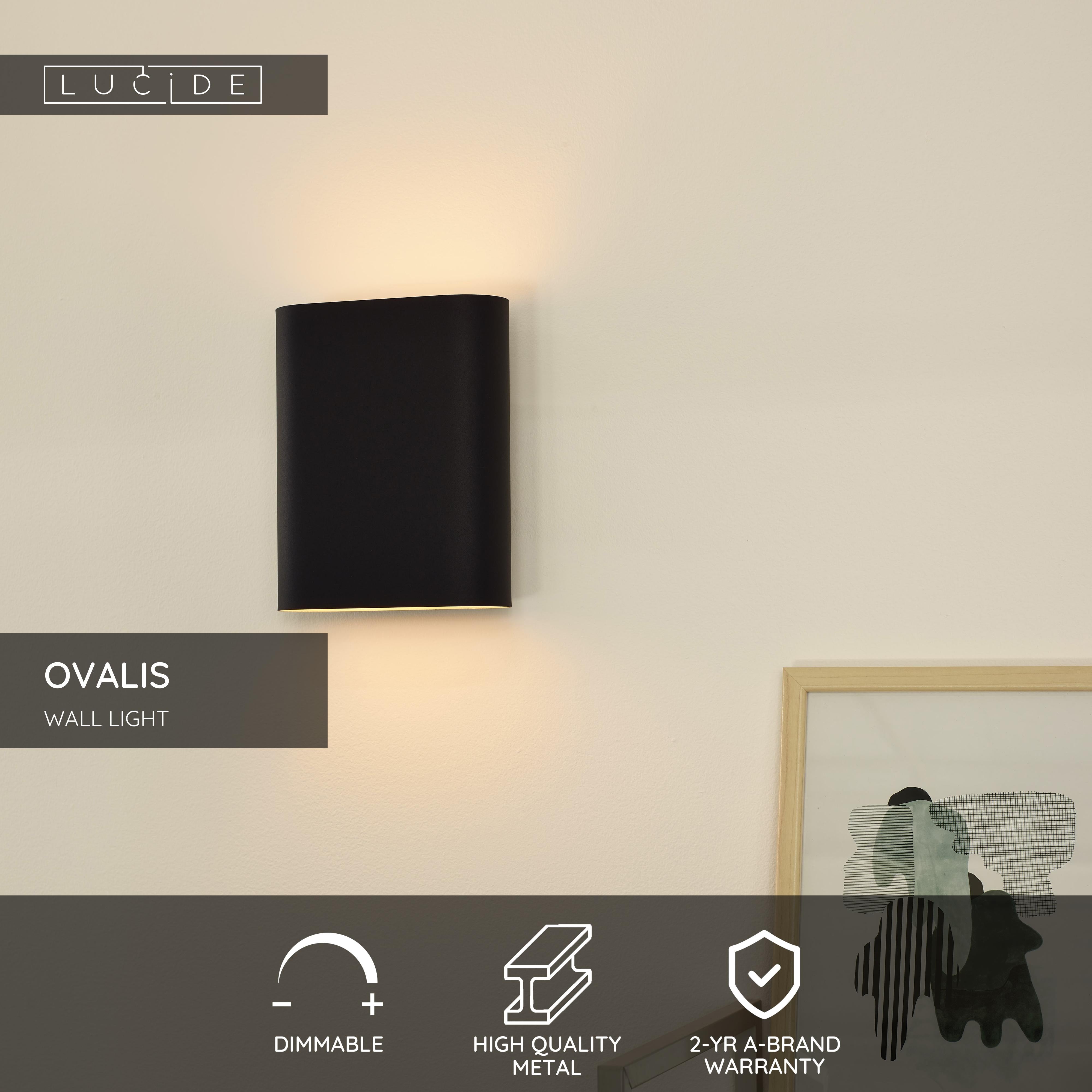 Ovalis, Väggbelysning, Svart - 8 cm
