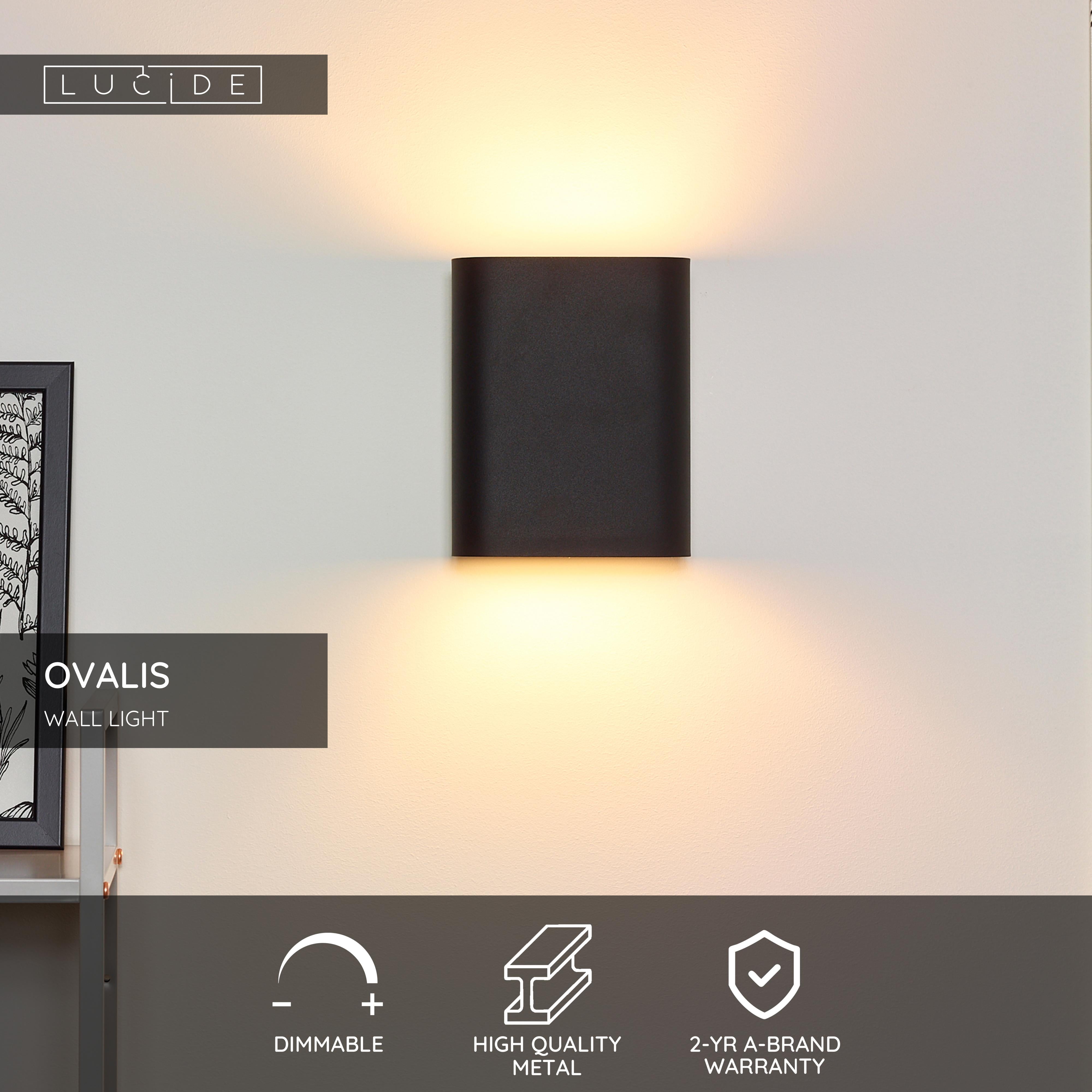 Ovalis, Vägglampor, Svart - 8 cm
