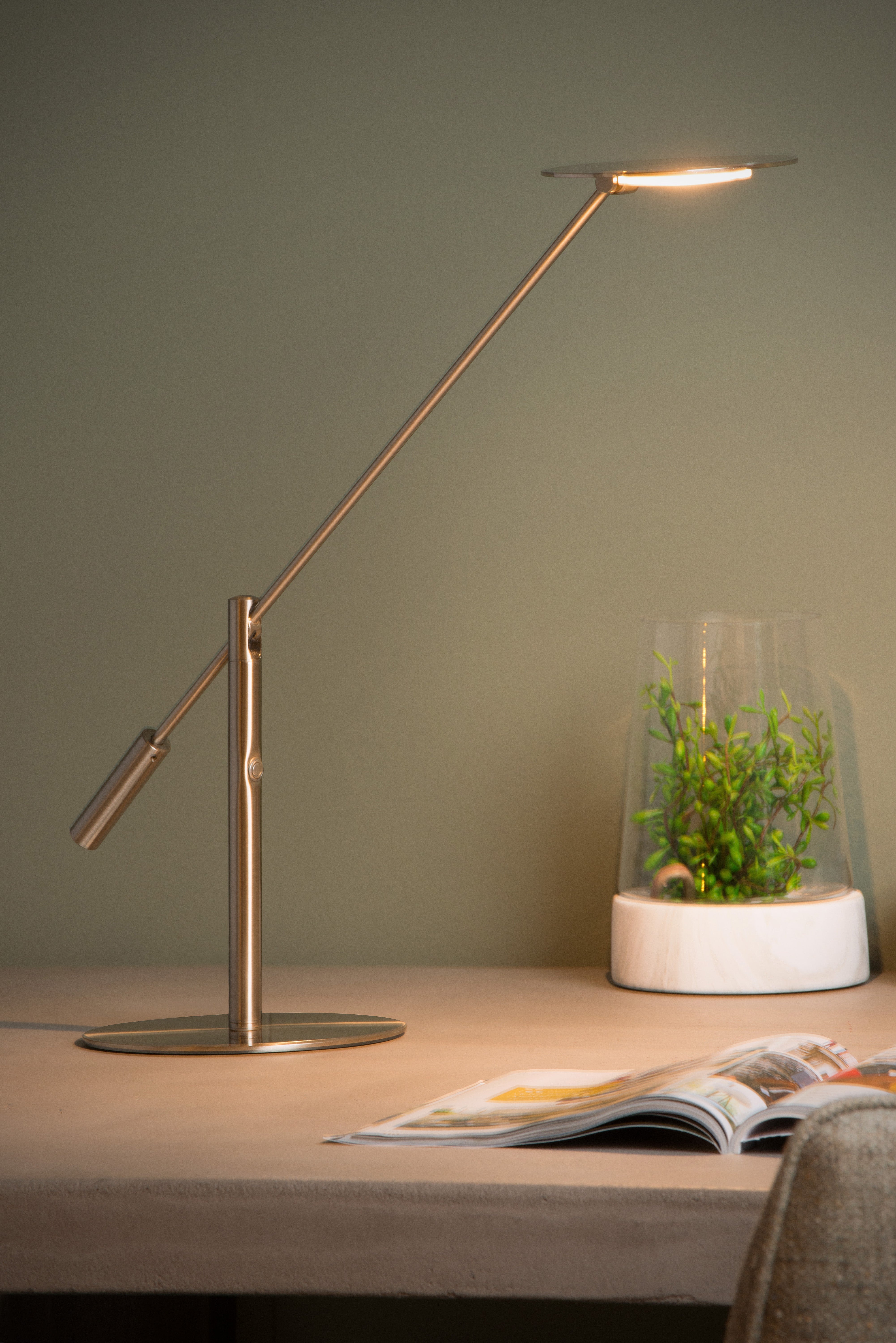 Anselmo, Skrivbordslampa, Satin Krom - 18 cm