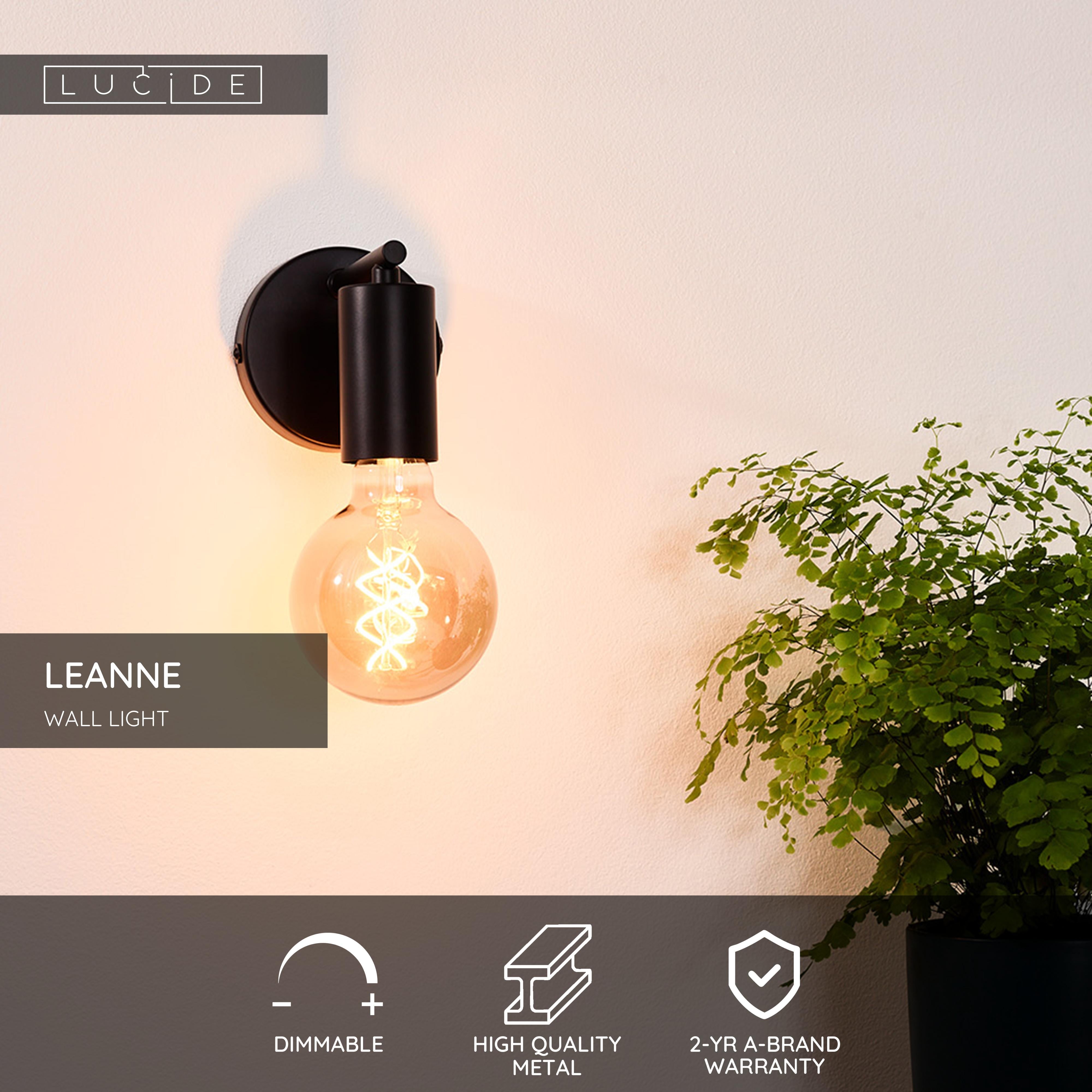 Leanne, Vägglampa, Svart - 10 cm