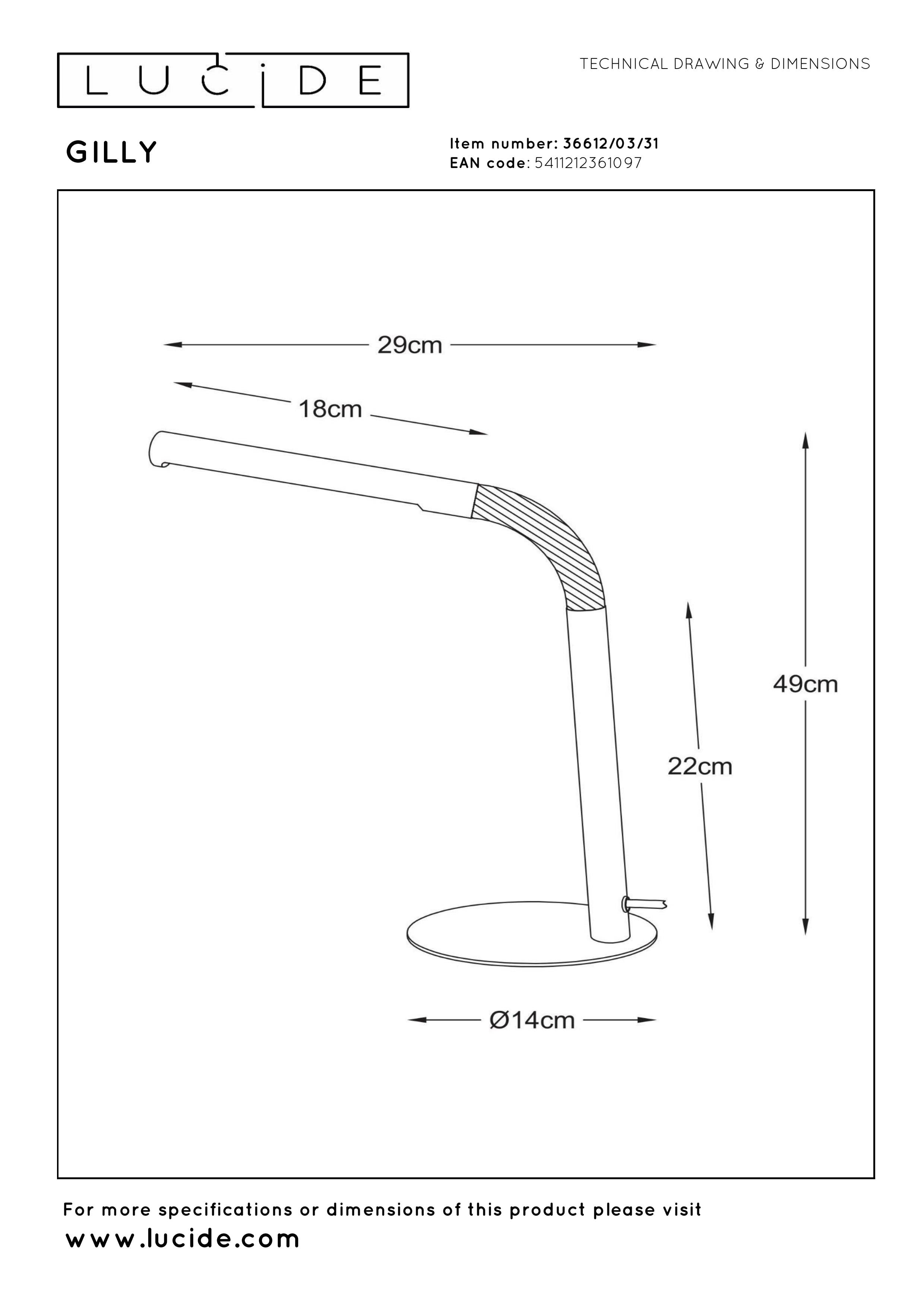Gilly, Skrivbordslampa, Vit - 14 cm