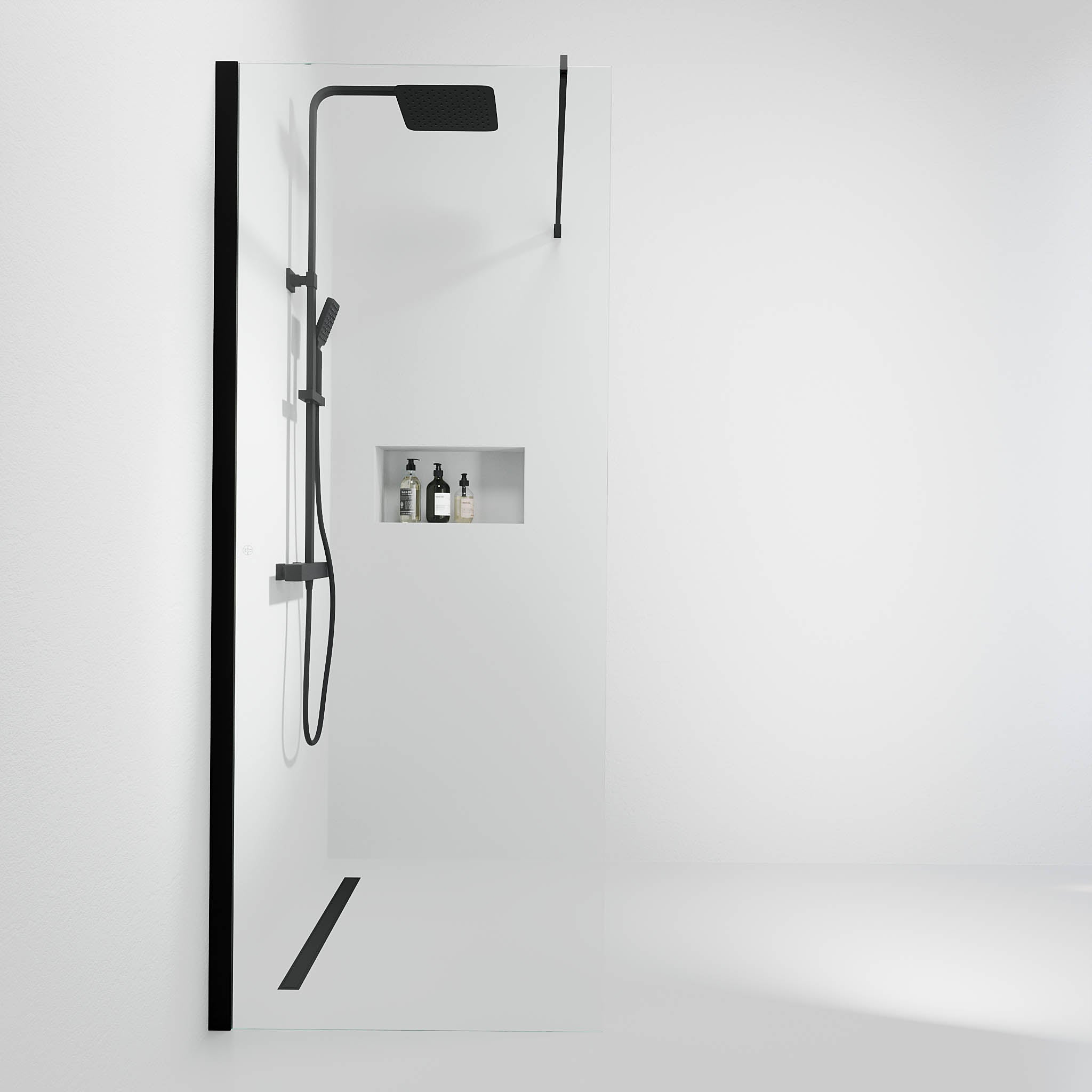 Sandefjord, Shower Wall, Clear/Black - 80 cm - MASTERSTORE - 8595677180503 - Shower Wall - 42 - 080 - 07 - 02 - 00 - 8595677180503