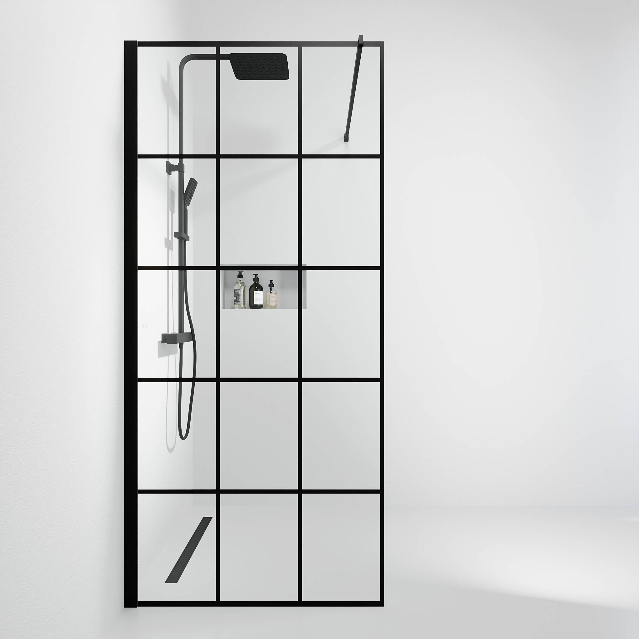 Sandefjord, Shower Wall, Glass Framed - 90 cm - MASTERSTORE - 8595677180480 - Shower Wall - 42 - 090 - 08 - 02 - 00 - 8595677180480