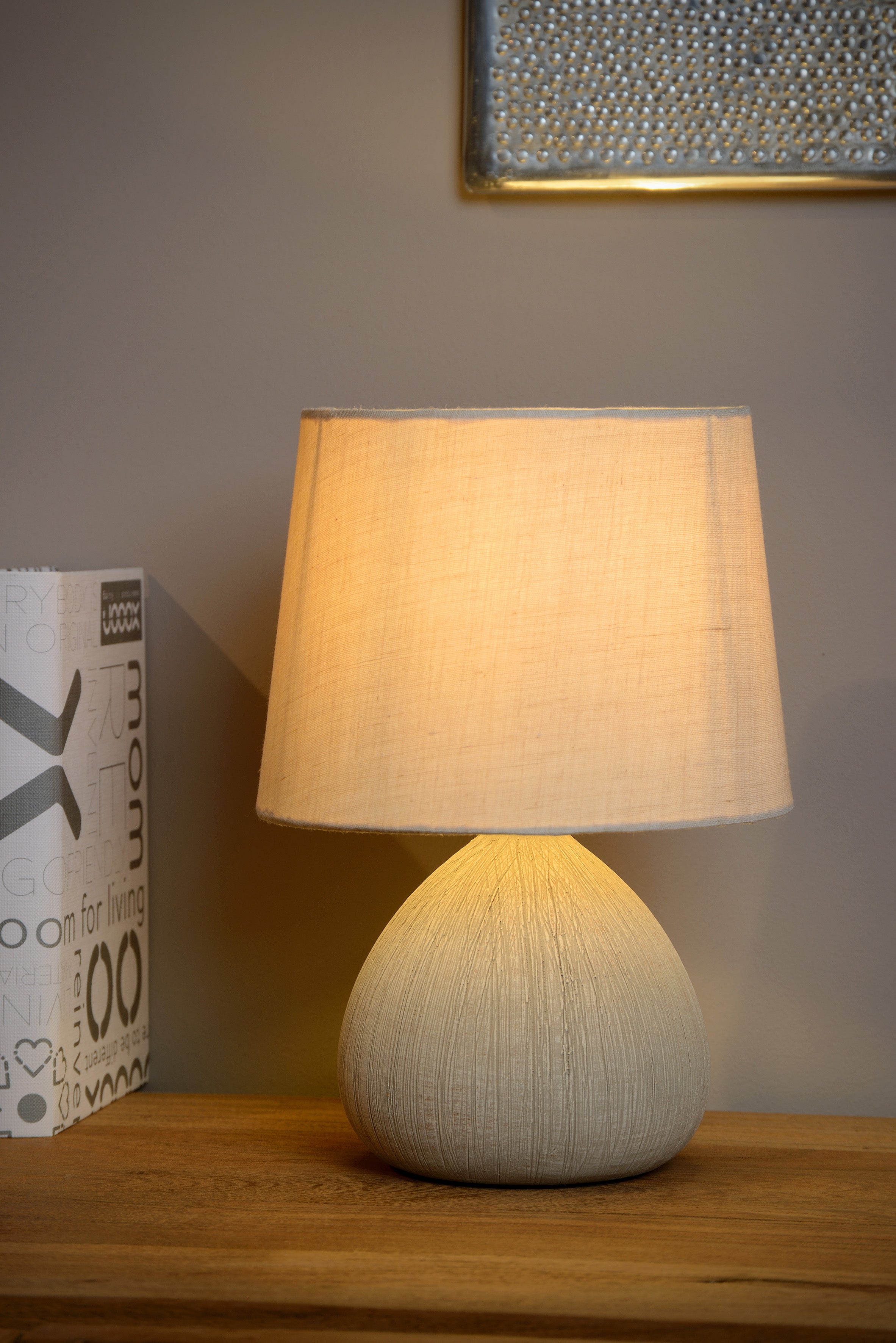 Ramzi, Bordslampa, Krämfärgad - 18 cm