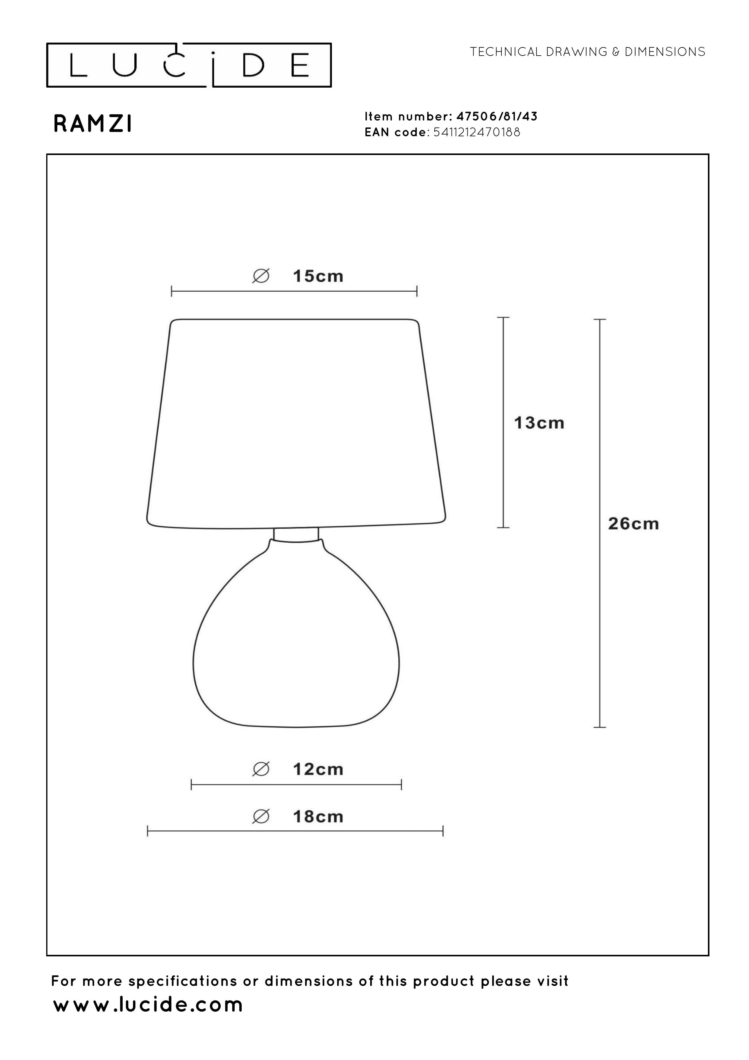 Ramzi, Bordslampa, Brun - 18 cm