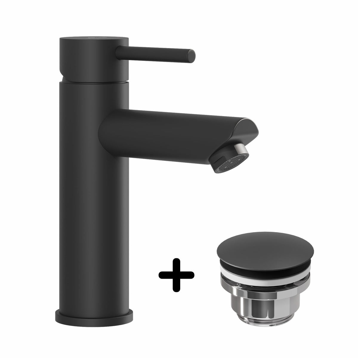 Basin Mixer & Rødby Waste Set – 14.5 cm – Mat Black – Ringsted - MASTERSTORE - 8595677159691 - Washbasin Mixers - 48-017-03-02-02 - 8595677159691