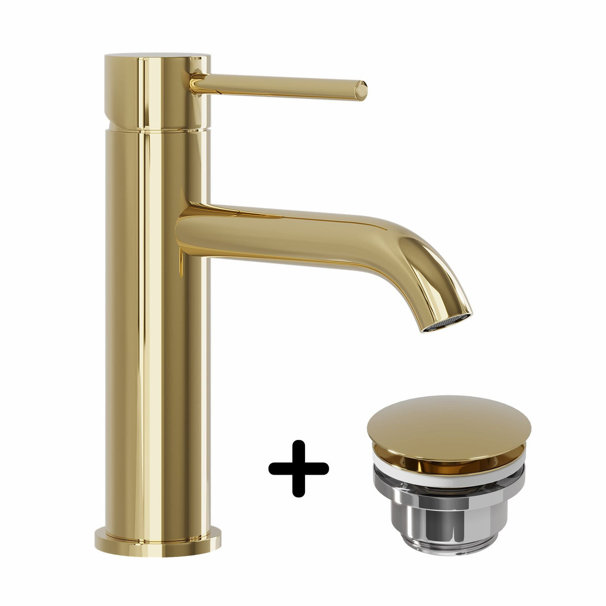 Basin Mixer & Rødby Waste Set – 16.8 cm – Polished Brass – Søvang - MASTERSTORE - 8595677159769 - Washbasin Mixers - 48-018-01-64-02 - 8595677159769