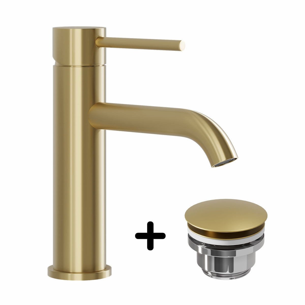 Basin Mixer & Rødby Waste Set – 16.8 cm – Brushed Brass – Søvang - MASTERSTORE - 8595677159776 - Washbasin Mixers - 48-018-01-70-02 - 8595677159776