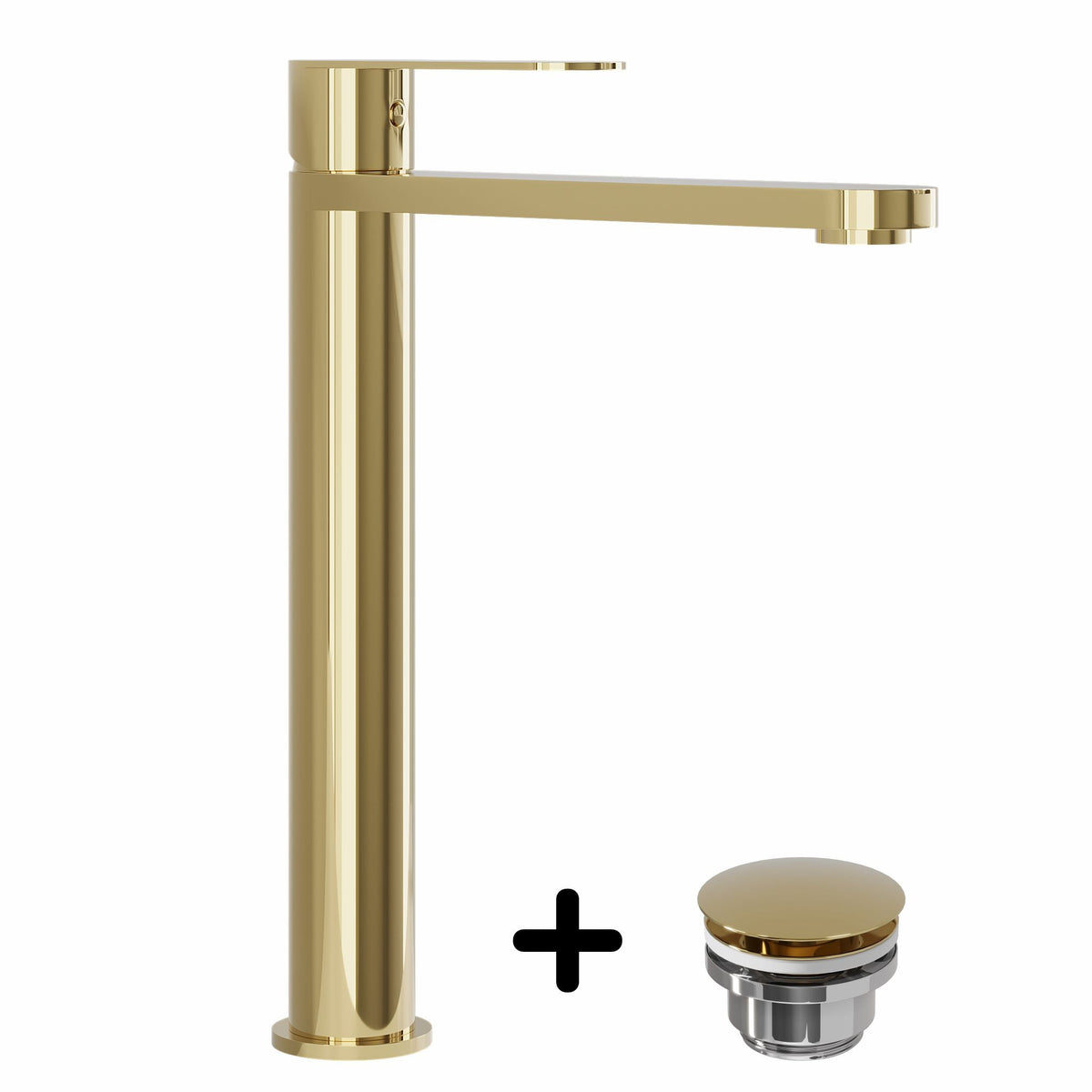 Tall Basin Mixer & Rødby Waste Set – 27.3 cm – Polished Brass – Tårnby - MASTERSTORE - 8595677159820 - Washbasin Mixers - 48-027-02-64-02 - 8595677159820