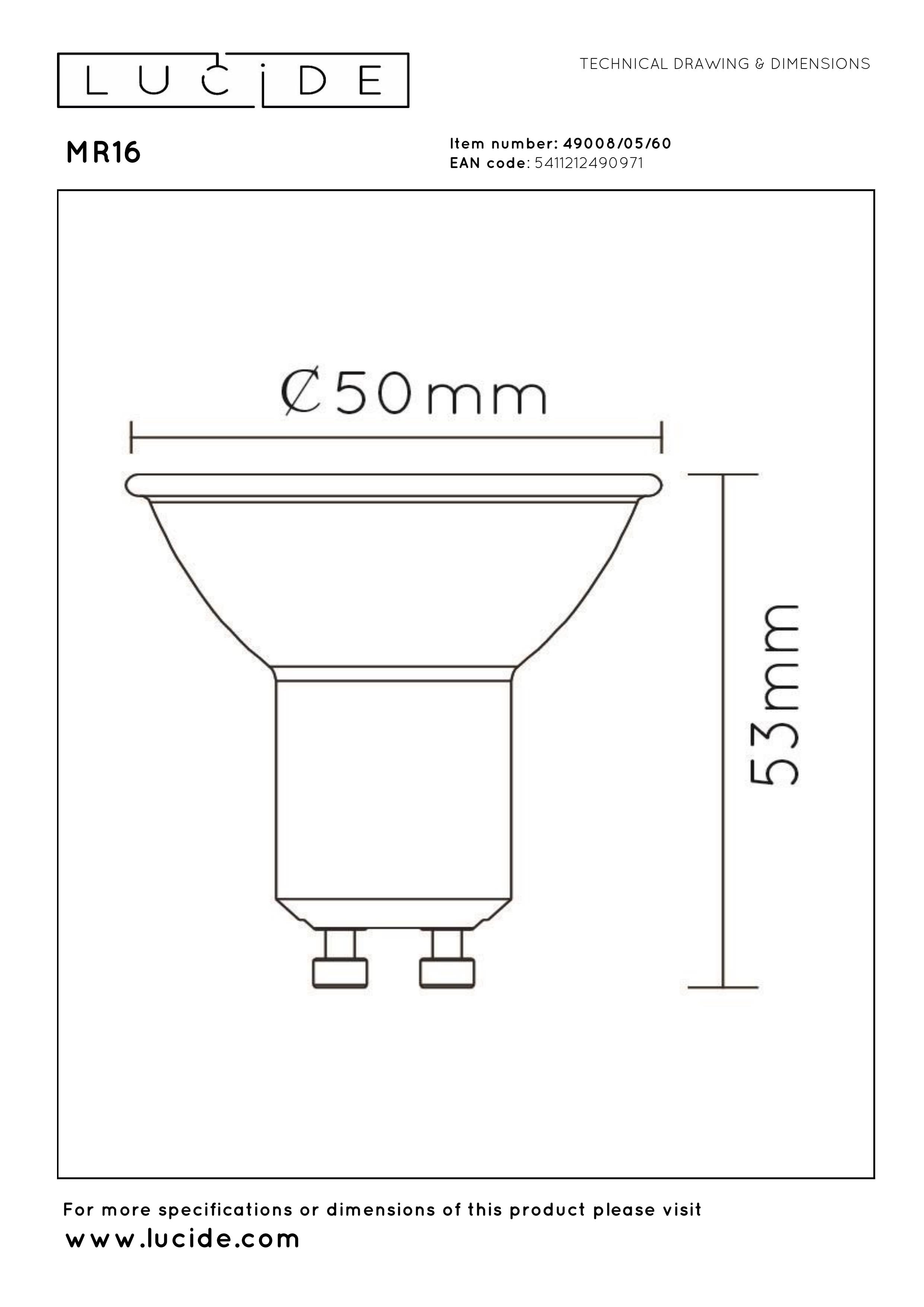 Mr16, LED-lampa, Transparent - 5 cm