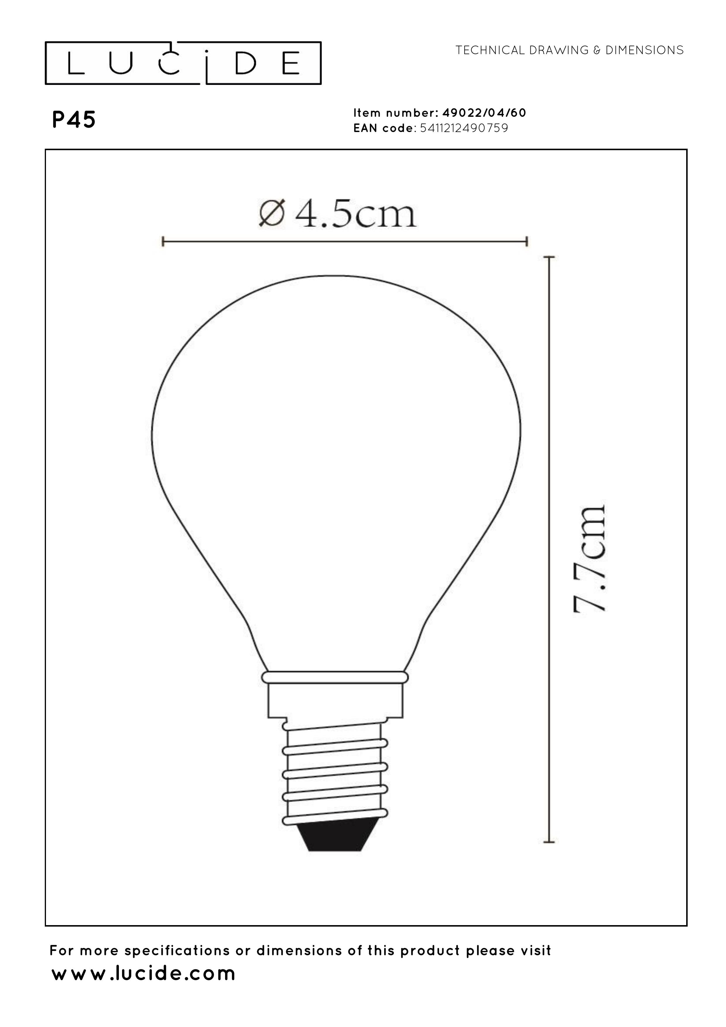 P45, filamentlampa, transparent - 4,5 cm