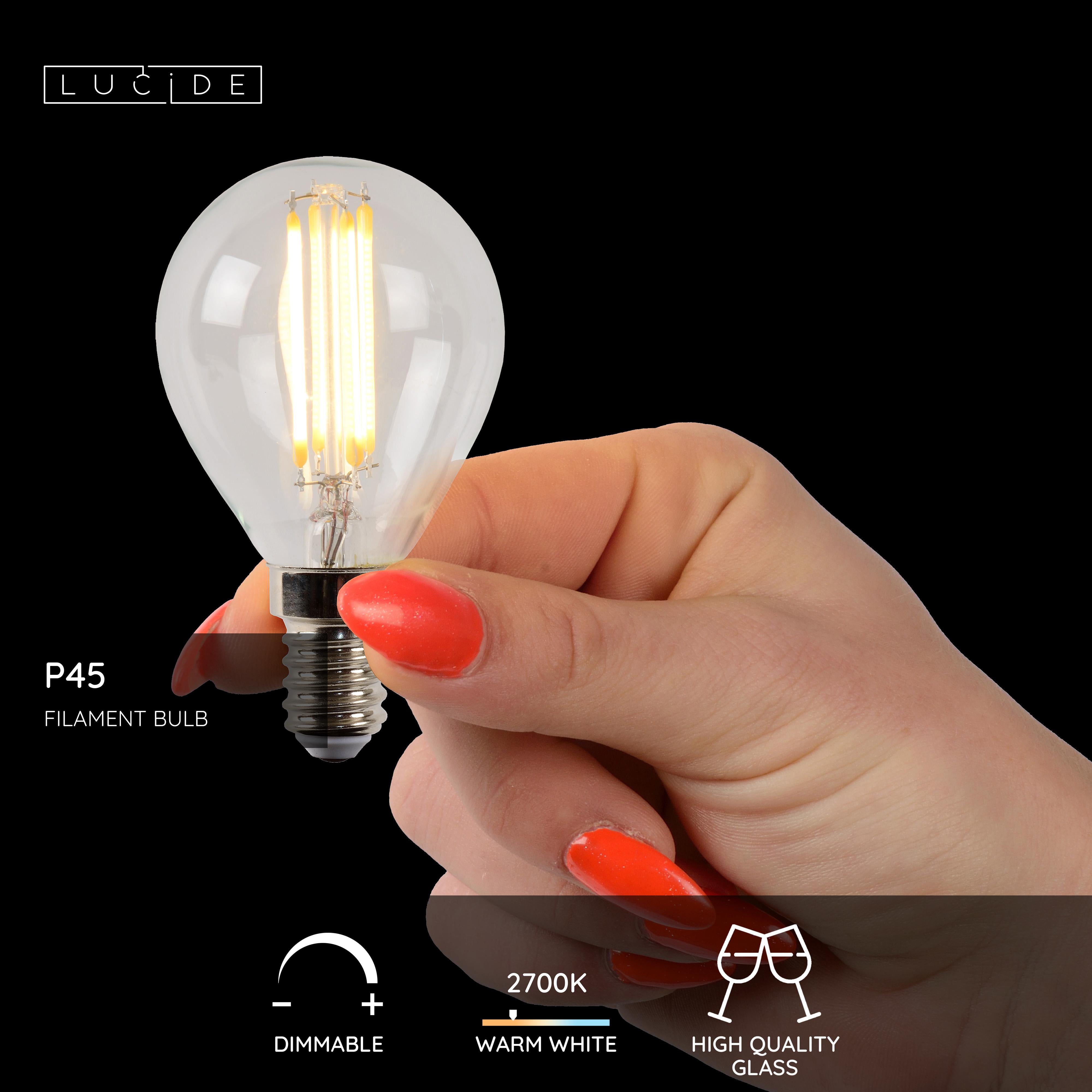 P45, filamentlampa, transparent - 4,5 cm