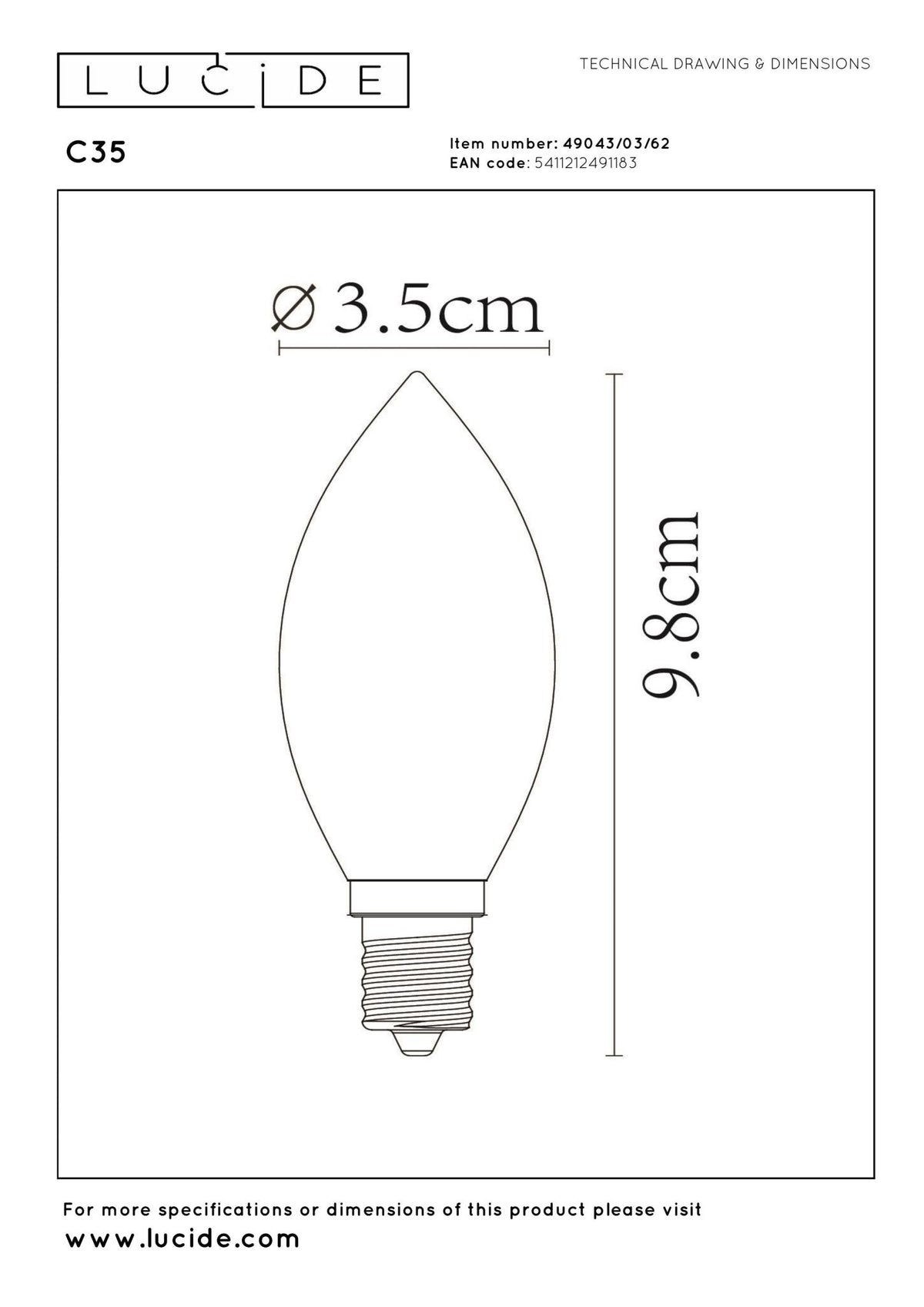C35, Filament bulb, Amber - 3,5 cm - MASTERSTORE - 5411212491183 - Light Bulbs - 49043/03/62 - 5411212491183