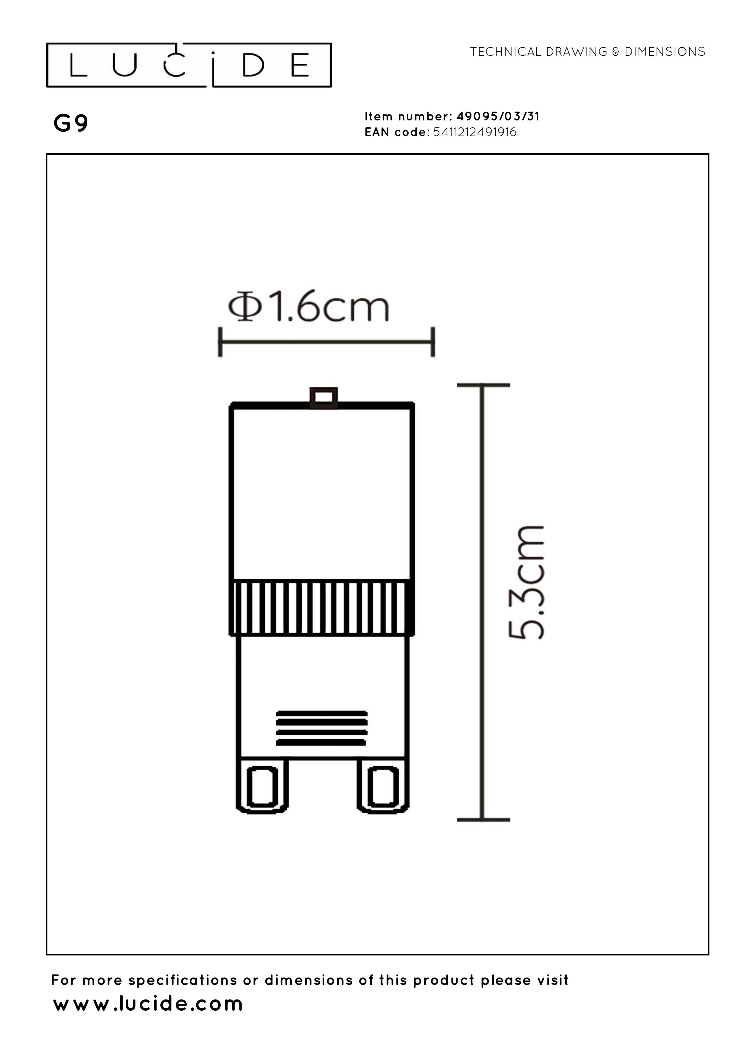 G9, LED-lampa, vit - 1,6 cm