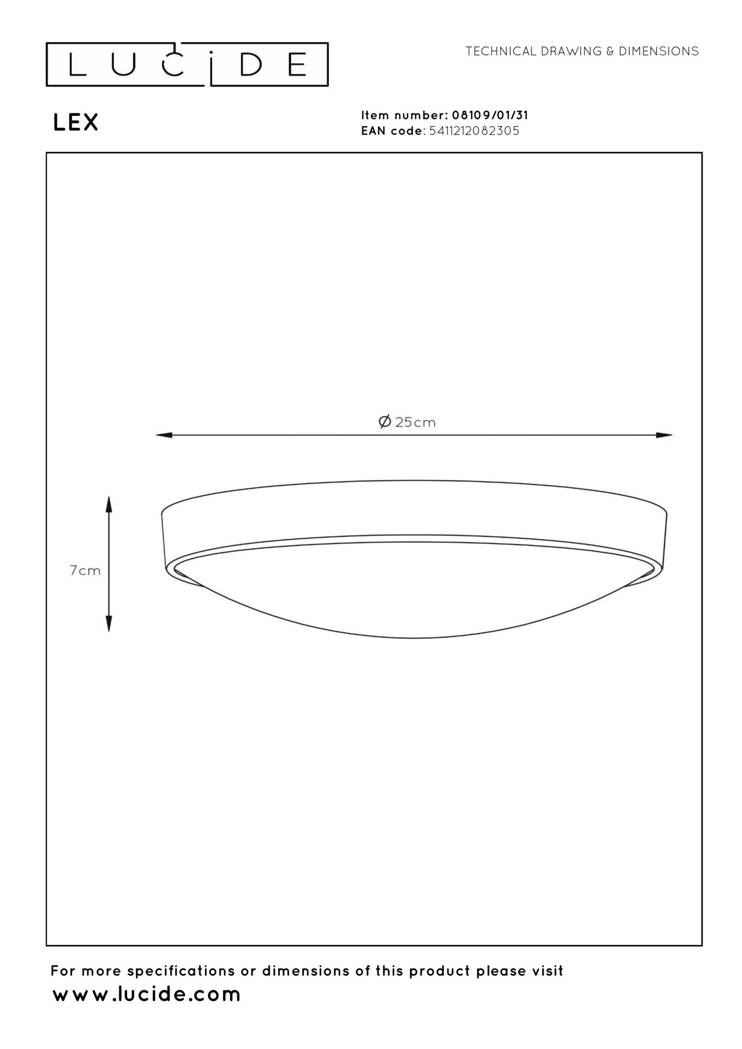 Lex, taklampa, vit - 25 cm - Taklampor - Lex, taklampa, vit - 25 cm -