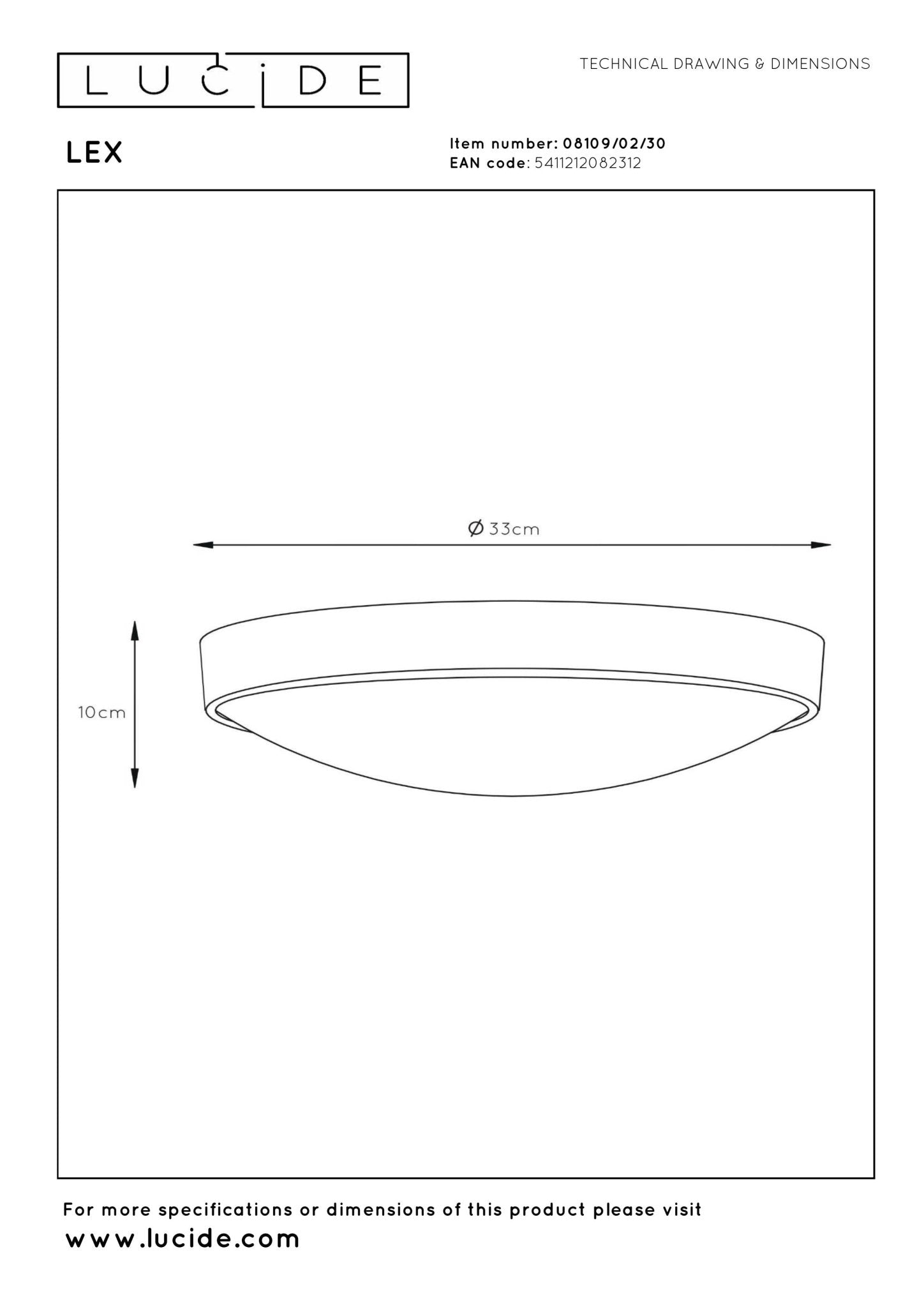 Lex, taklampa, svart - 33 cm - Taklampor - Lex, taklampa, svart - 33 cm -