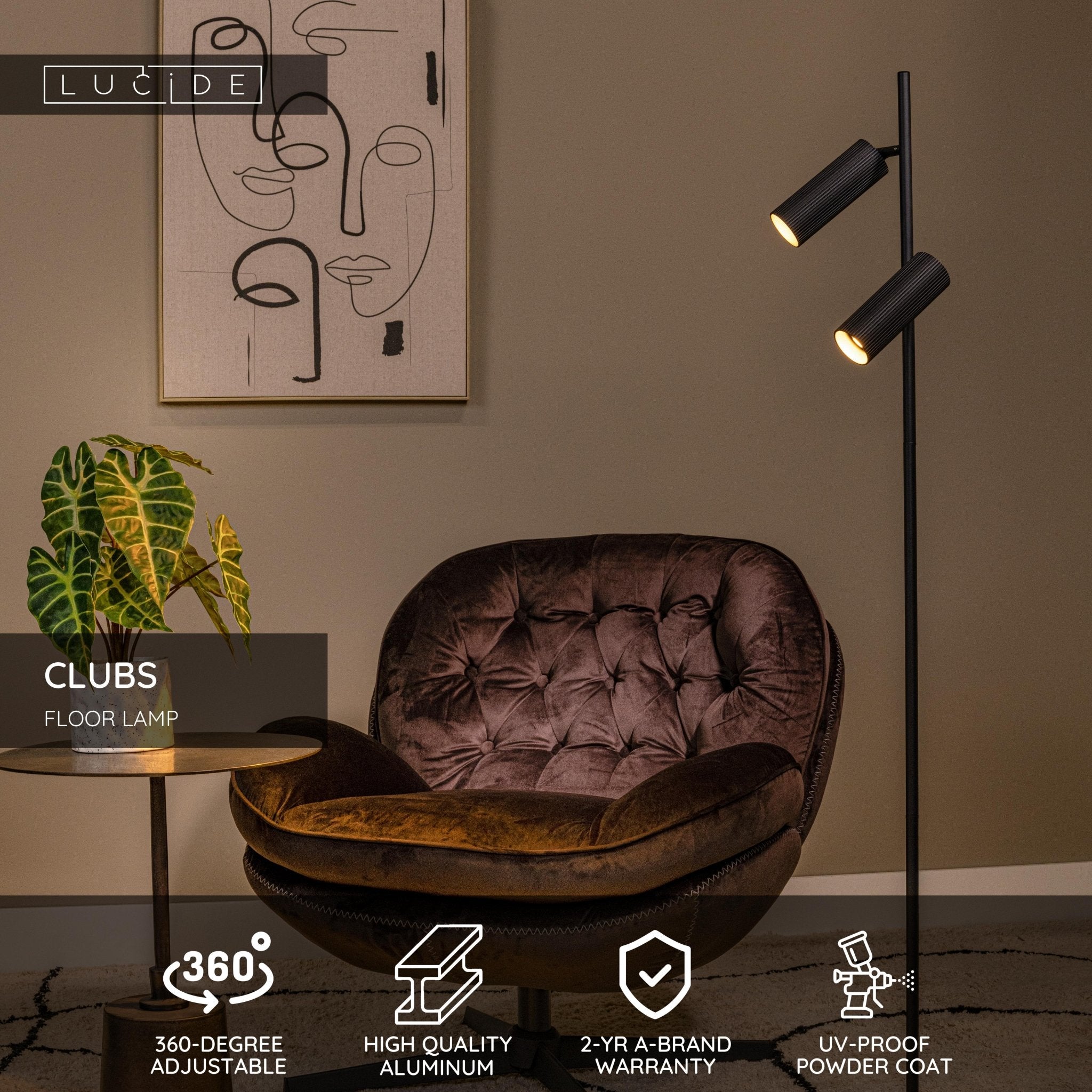 Clubs, golvlampa, svart - 22 cm - Golvlampor - Clubs, golvlampa, svart - 22 cm -