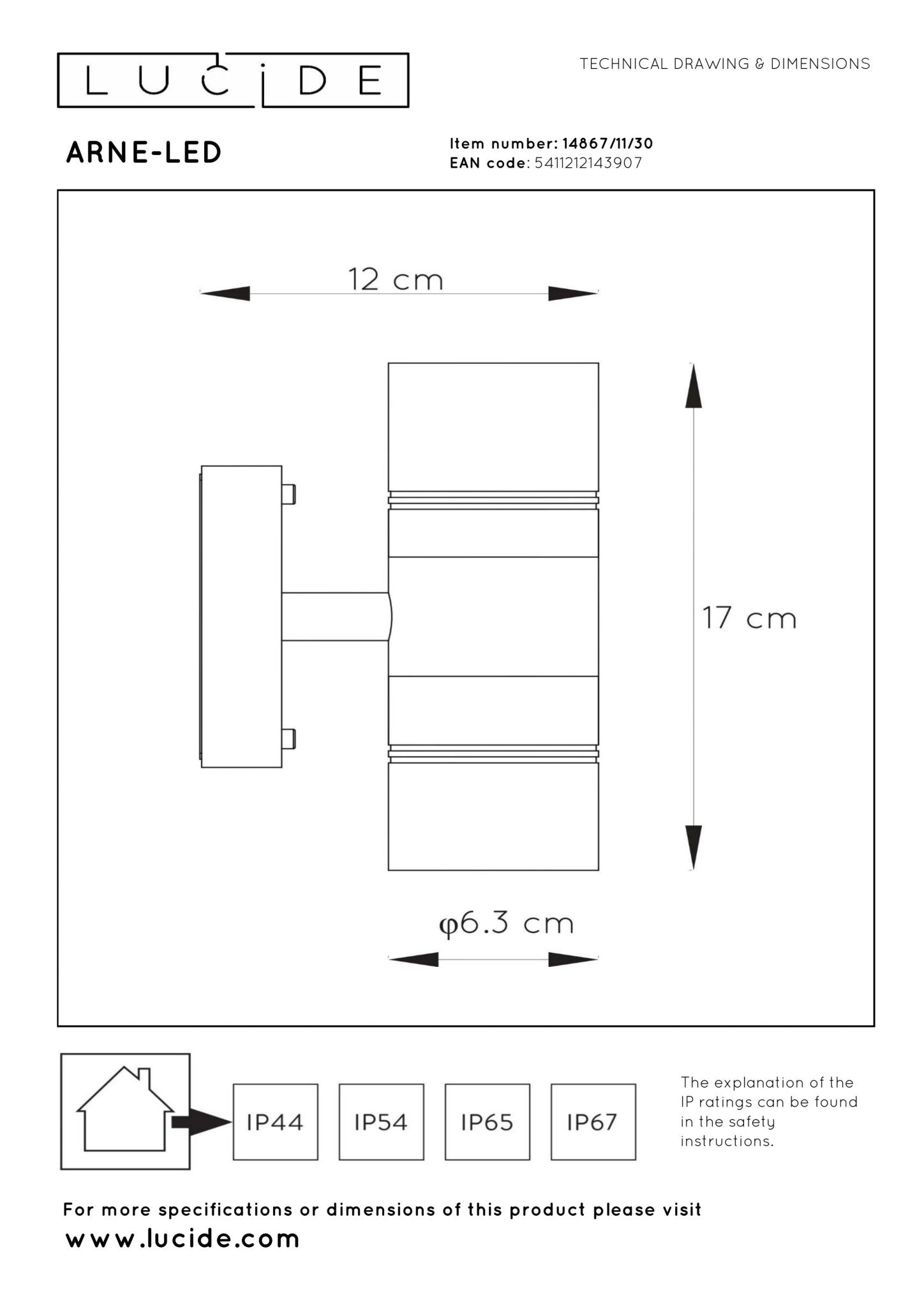Arne - Led, Utomhus vägglampor, Svart - 12 cm - Utomhus Vägglampor - Arne - Led, Utomhus vägglampor, Svart - 12 cm -