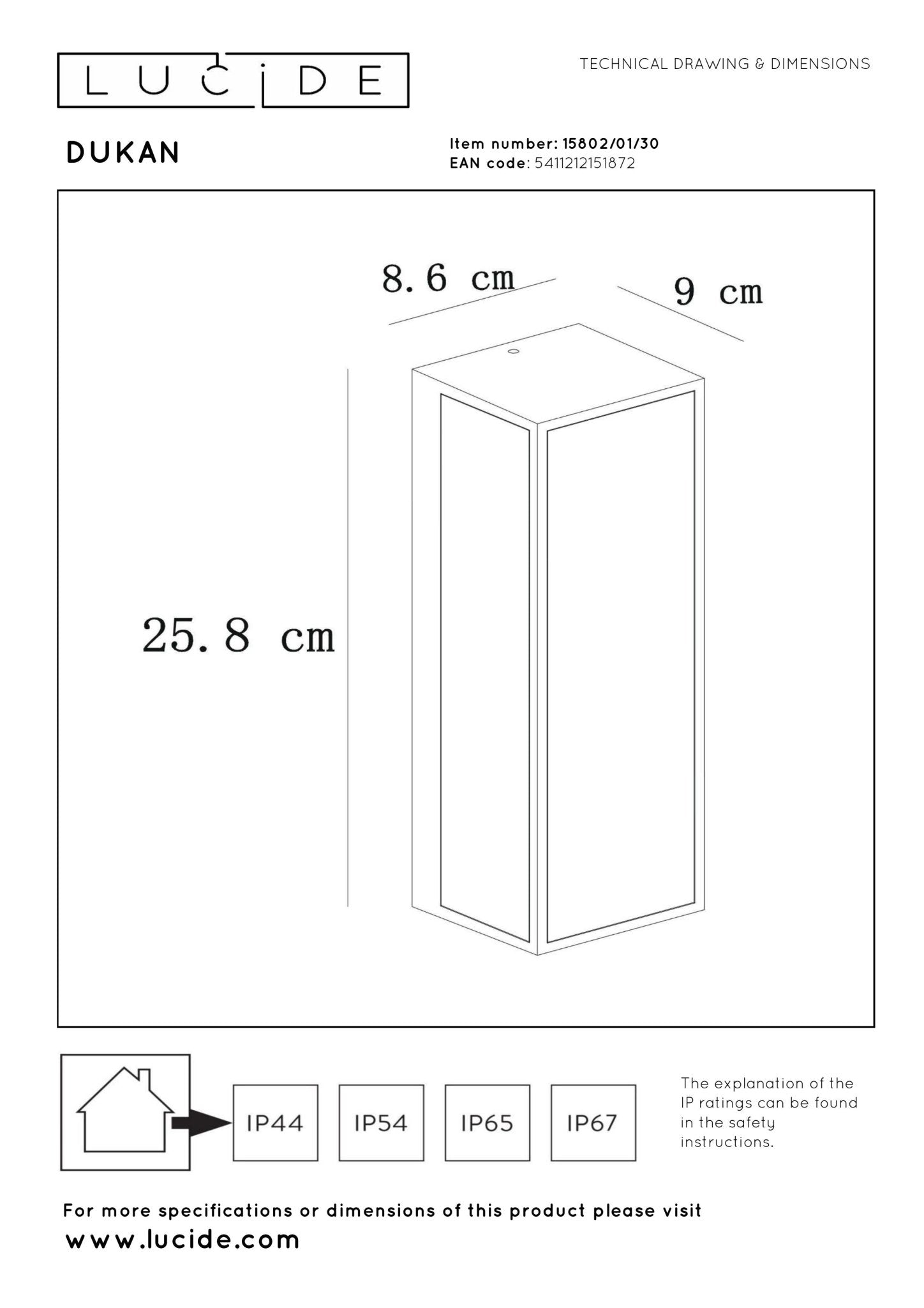 Dukan, Utomhus vägglampor, svart - 8,6 cm - Utomhus Vägglampor - Dukan, Utomhus vägglampor, svart - 8,6 cm -