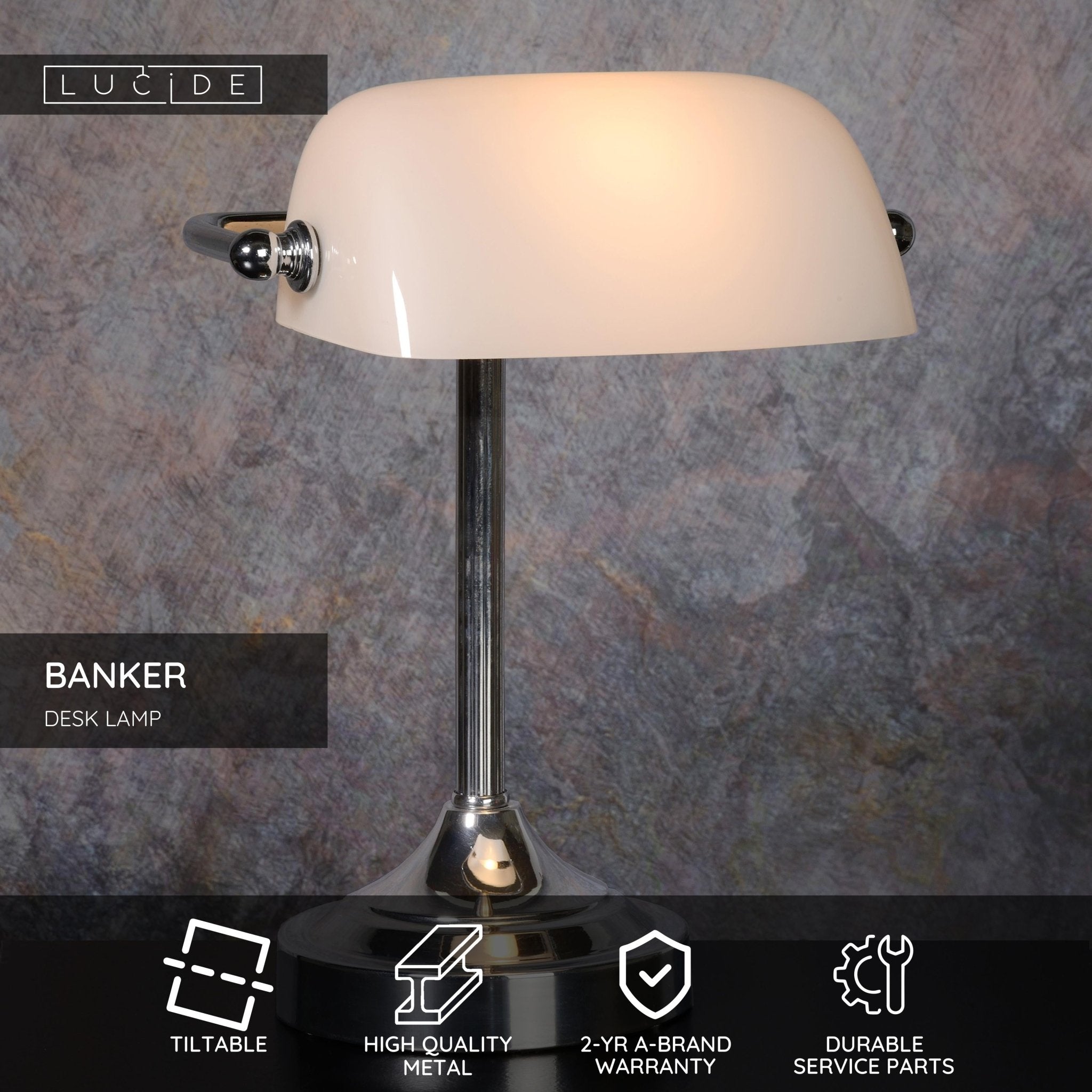 Bankerslampa, skrivbordslampa, krom - 11 cm - Bordslampor - Bankerslampa, skrivbordslampa, krom - 11 cm -