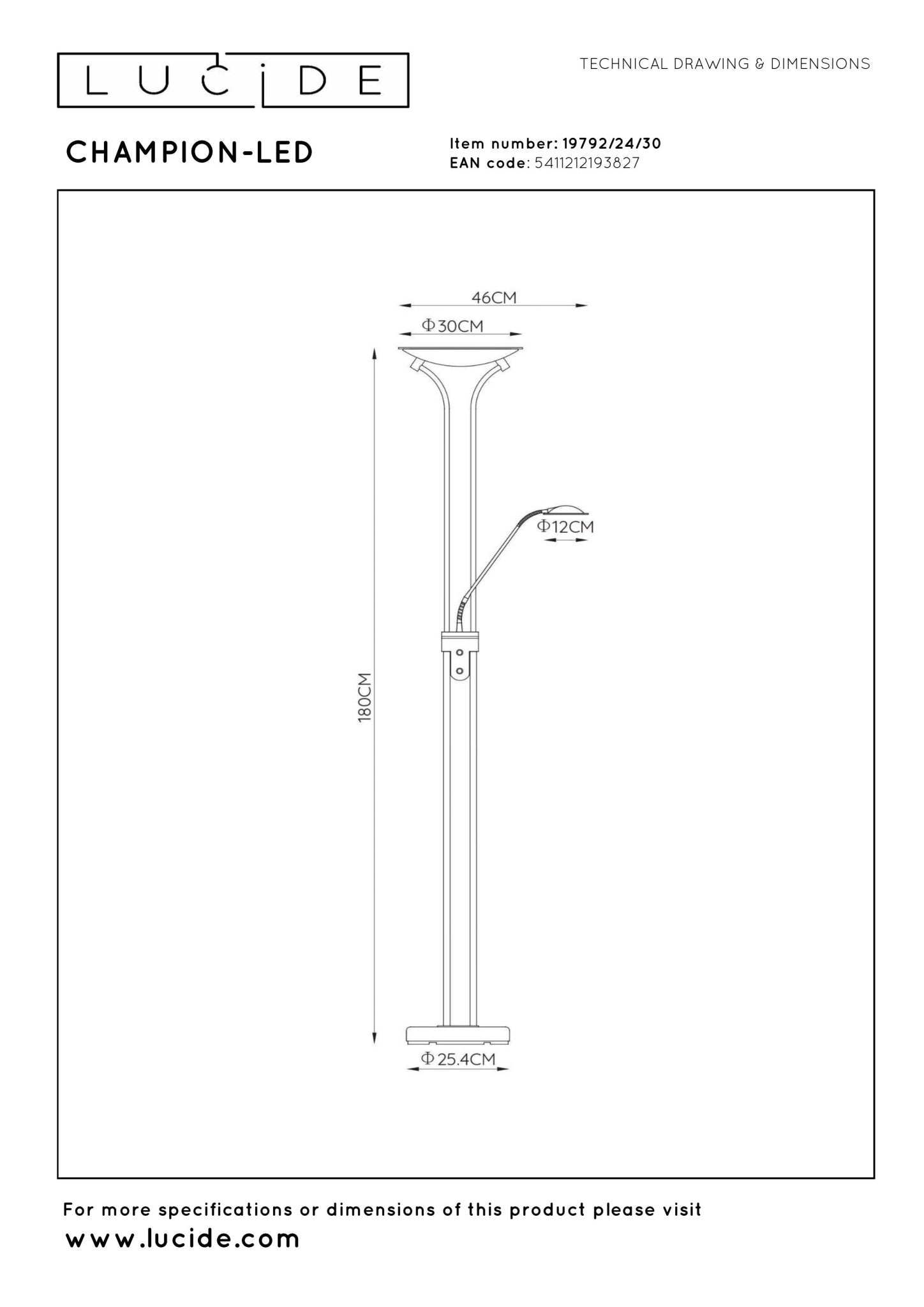 Champion - Led, golvlampa, svart - 46 cm - Golvlampor - Champion - Led, golvlampa, svart - 46 cm -