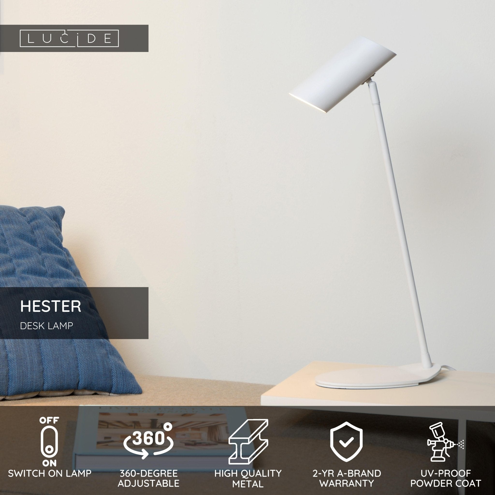 Hester, skrivbordslampa, Vit - 21,5 cm - Bordslampor - Hester, skrivbordslampa, Vit - 21,5 cm -