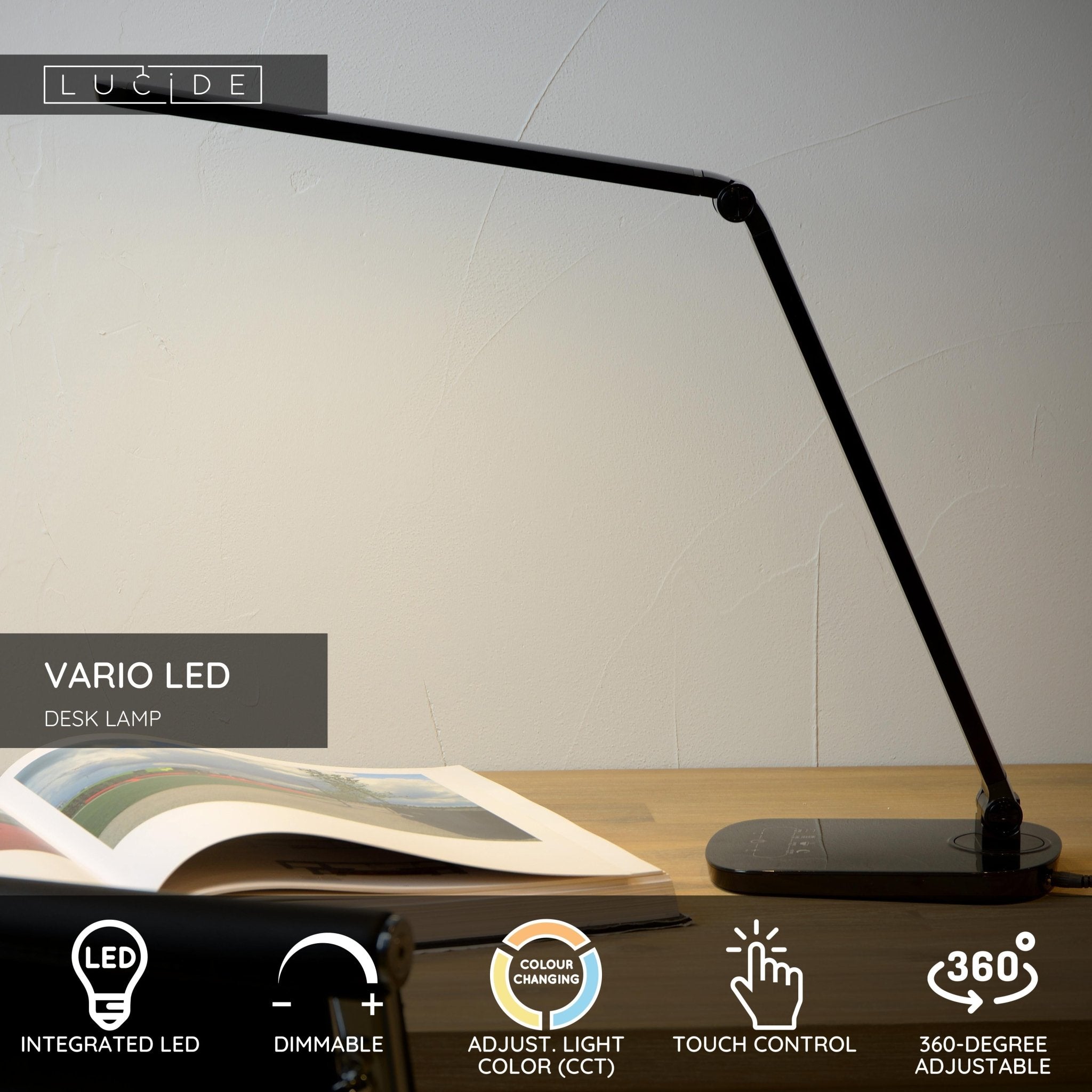 Vario Led, skrivbordslampa, svart - 60 cm - Bordslampor - Vario Led, skrivbordslampa, svart - 60 cm -