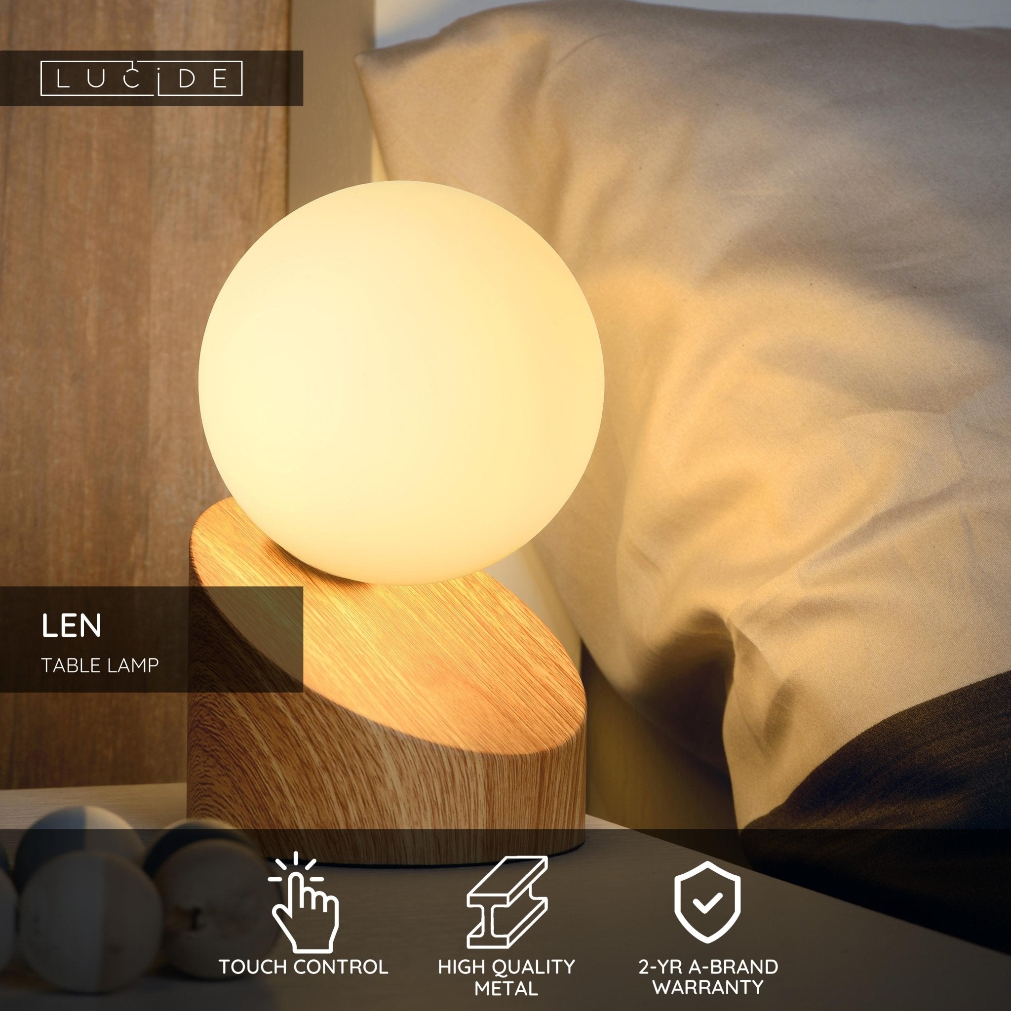 Len, bordslampa, ljust trä - 10 cm - Bordslampor - Len, bordslampa, ljust trä - 10 cm -