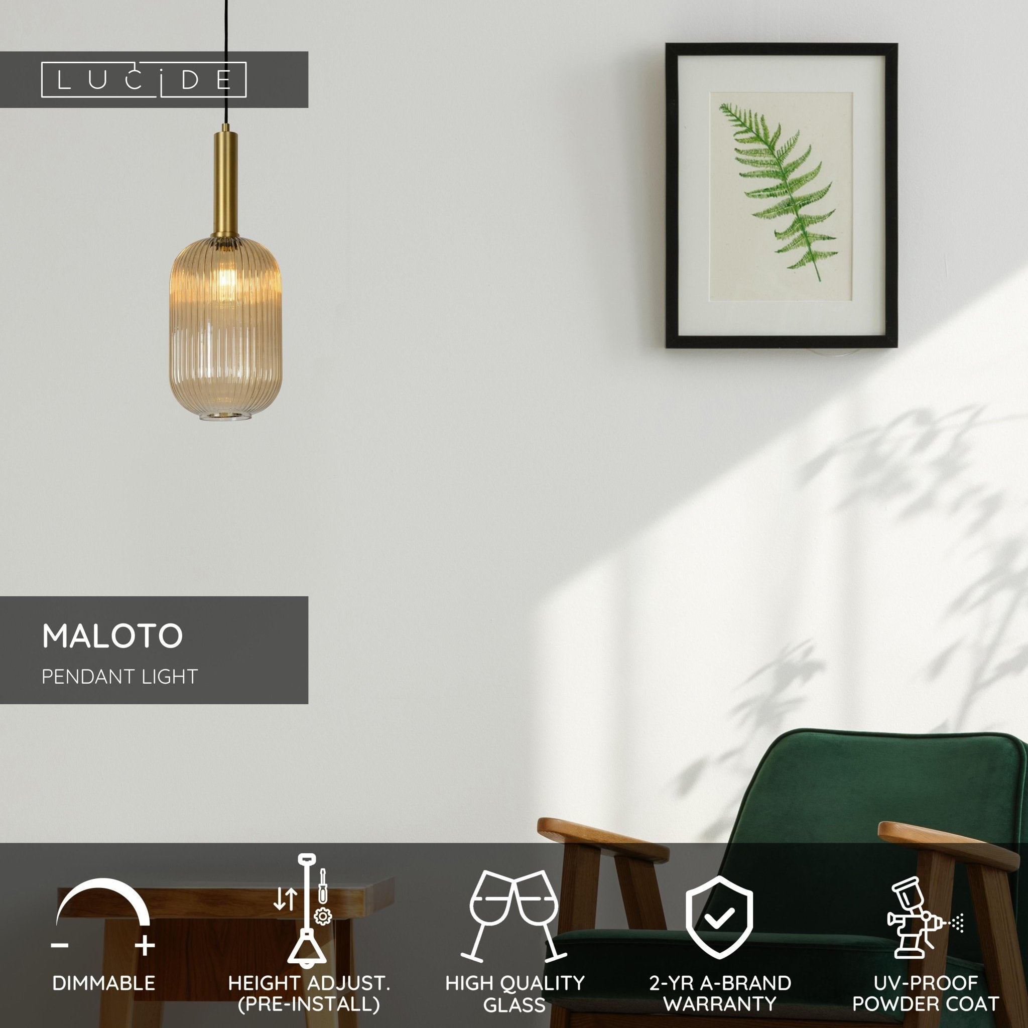 Maloto, pendellampa, bärnsten - 20 cm - Taklampor - Maloto, pendellampa, bärnsten - 20 cm -