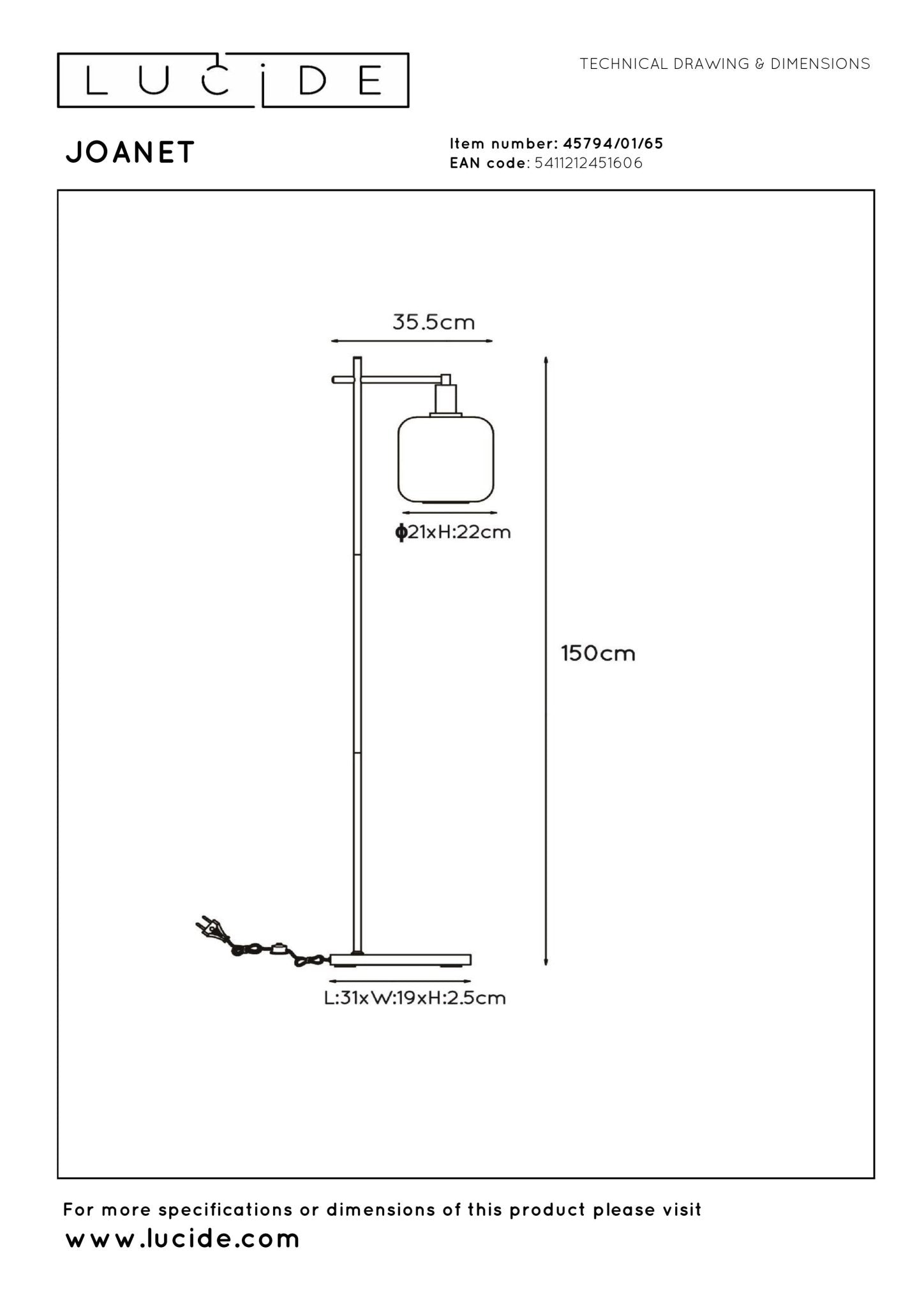 Joanet, golvlampa, rökgrå - 31 cm - Golvlampor - Joanet, golvlampa, rökgrå - 31 cm -