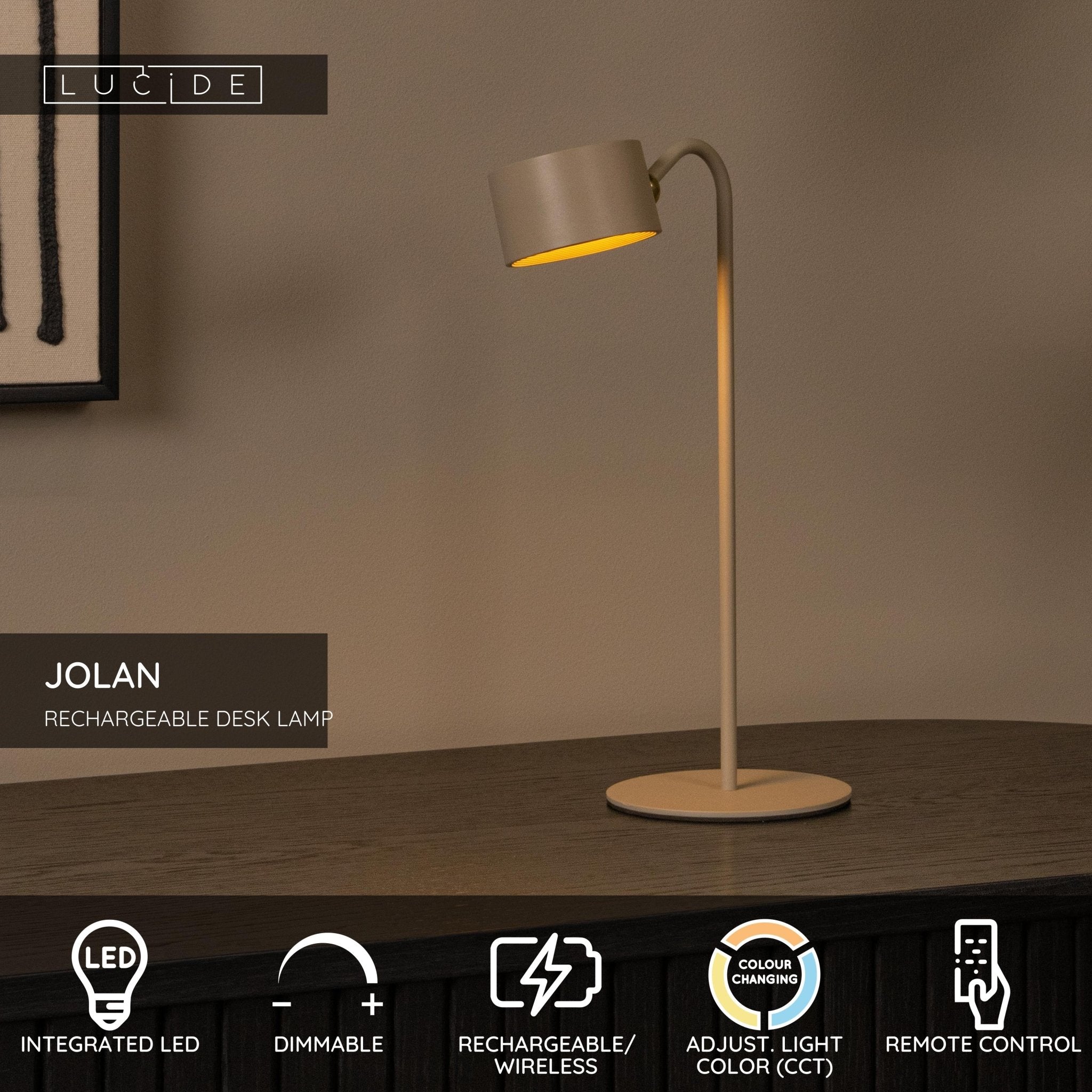 Jolan, skrivbordslampa, taupe - 12 cm - Bordslampor - Jolan, skrivbordslampa, taupe - 12 cm -