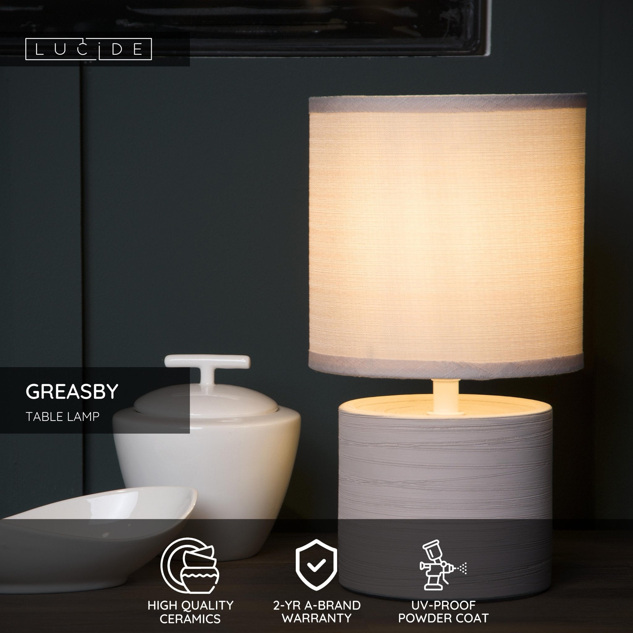 Greasby, bordslampa, Beige - 14 cm - Bordslampor - Greasby, bordslampa, Beige - 14 cm -