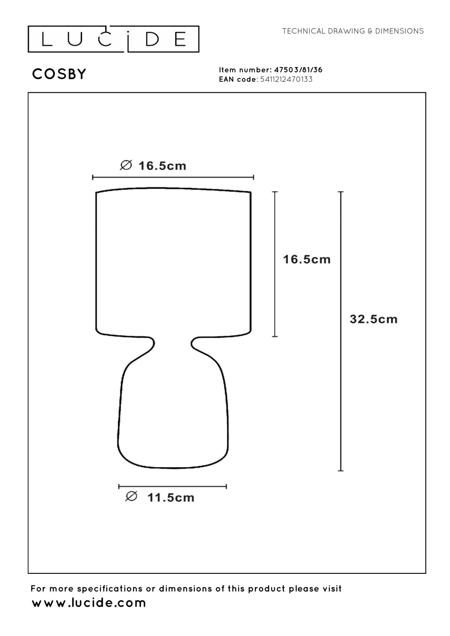 Cosby, bordslampa, grå - 16,5 cm - Bordslampor - Cosby, bordslampa, grå - 16,5 cm -