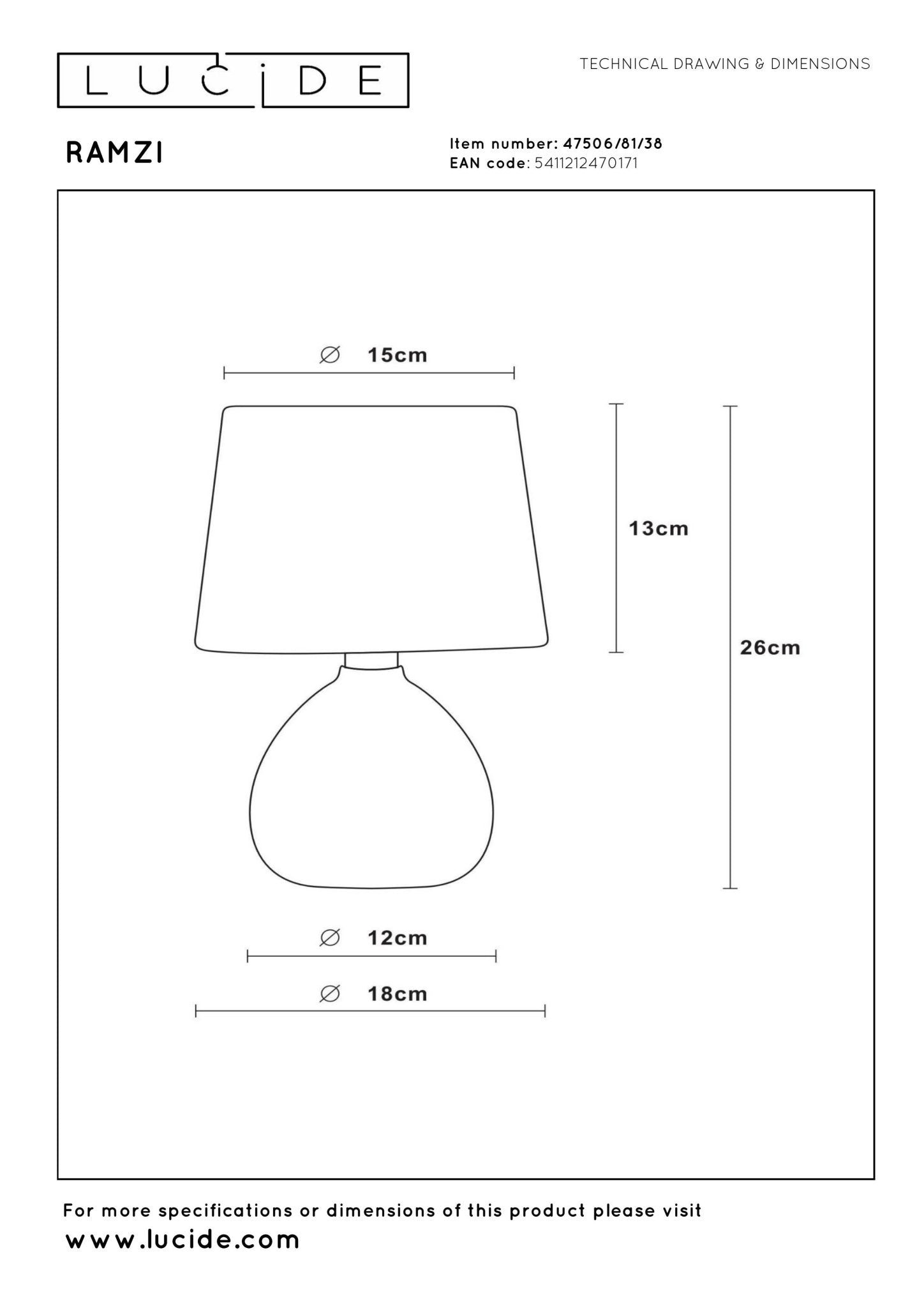 Ramzi, bordslampa, cream - 18 cm - Bordslampor - Ramzi, bordslampa, cream - 18 cm -