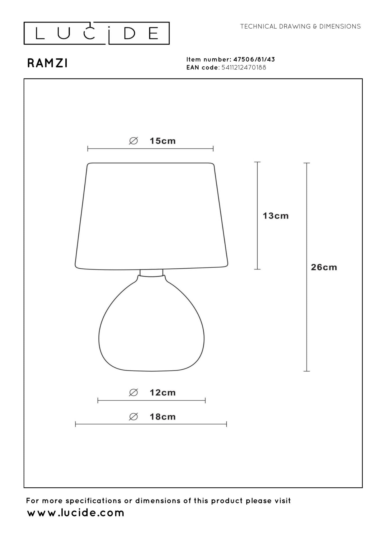 Ramzi, bordslampa, brun - 18 cm - Bordslampor - Ramzi, bordslampa, brun - 18 cm -